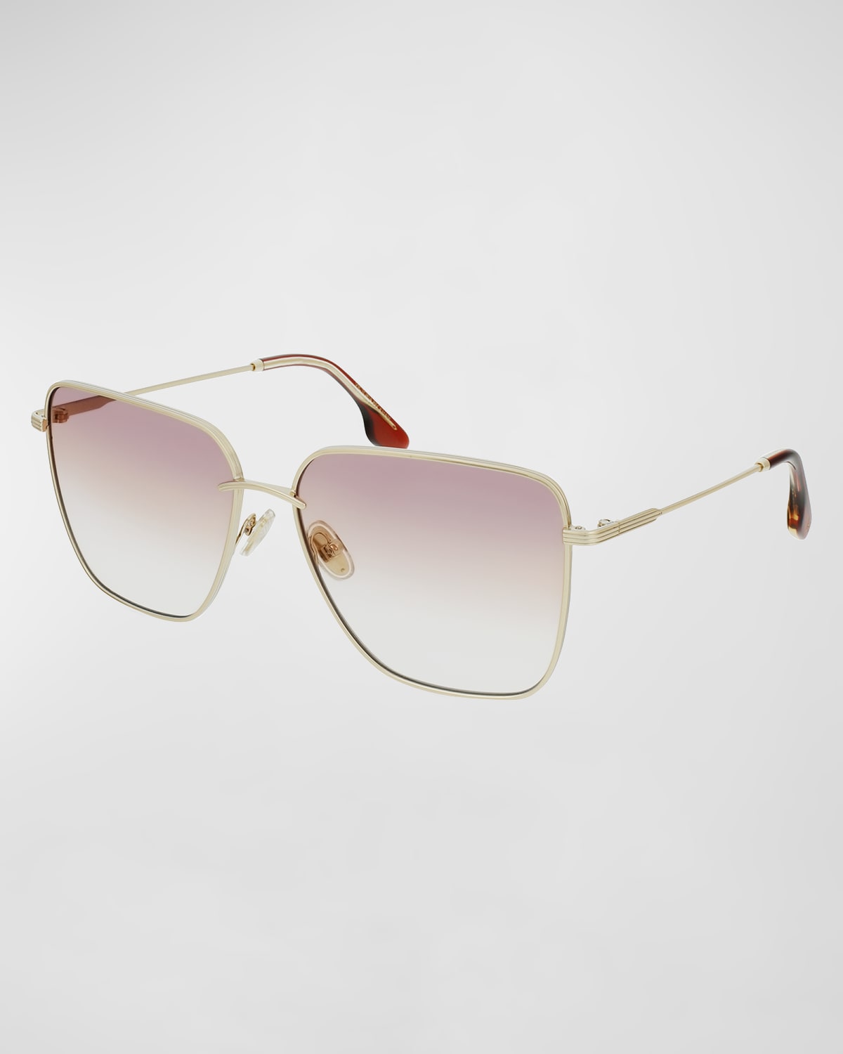 Victoria Beckham Oversized Square Hammered Metal Sunglasses In Gold/purple Peach
