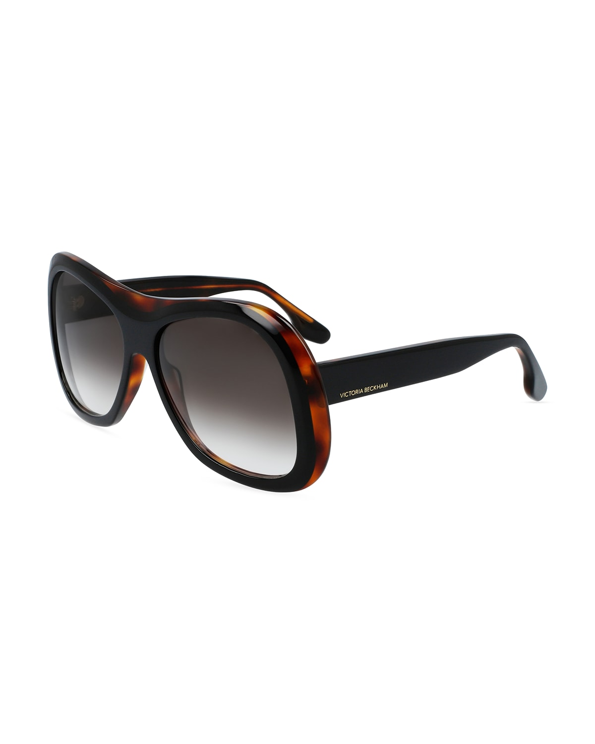 Shop Victoria Beckham Geometric Square Acetate Sunglasses In Black/tortoise