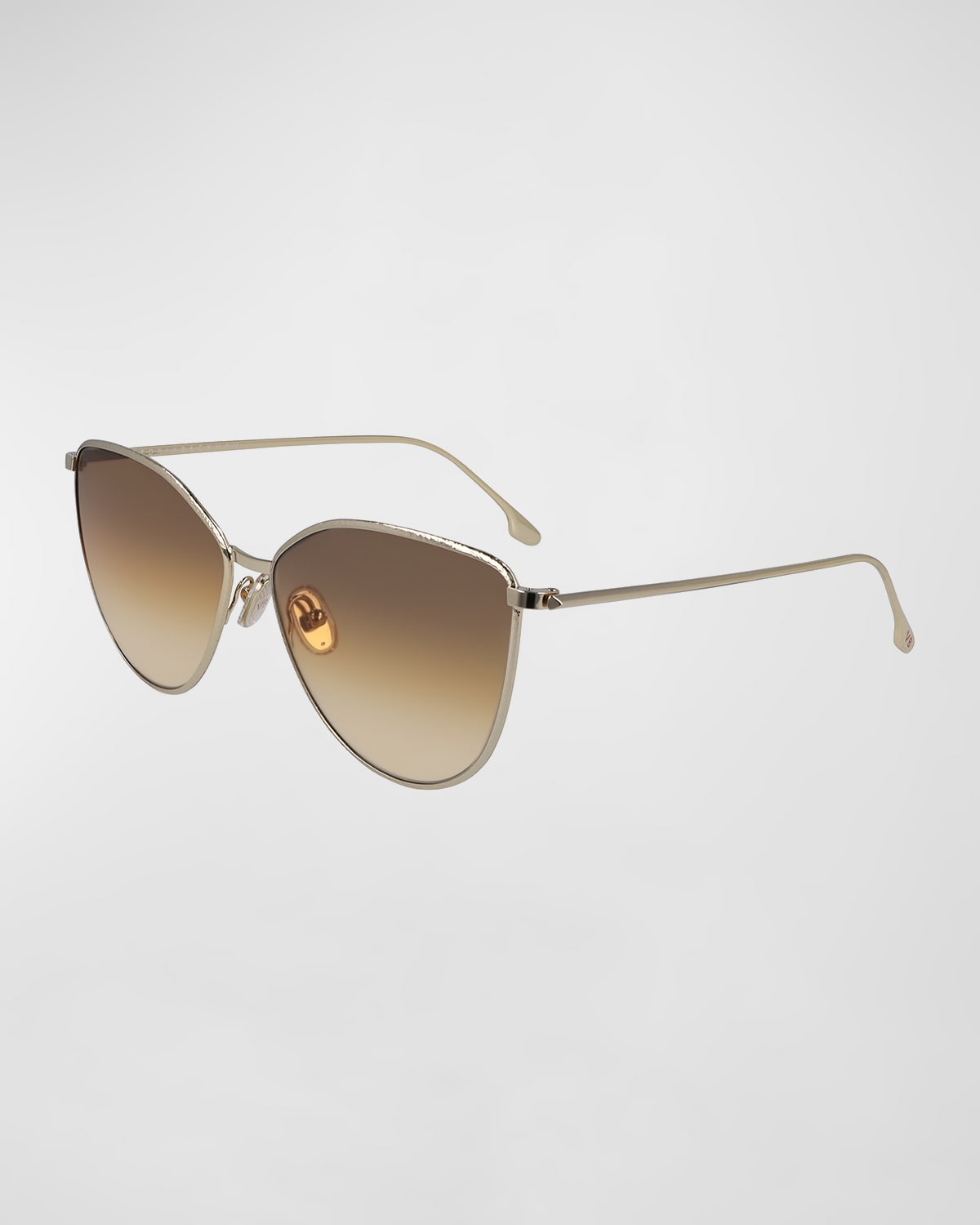 Victoria Beckham Hammered Metal Cat-eye Sunglasses In Gold/brown Orange