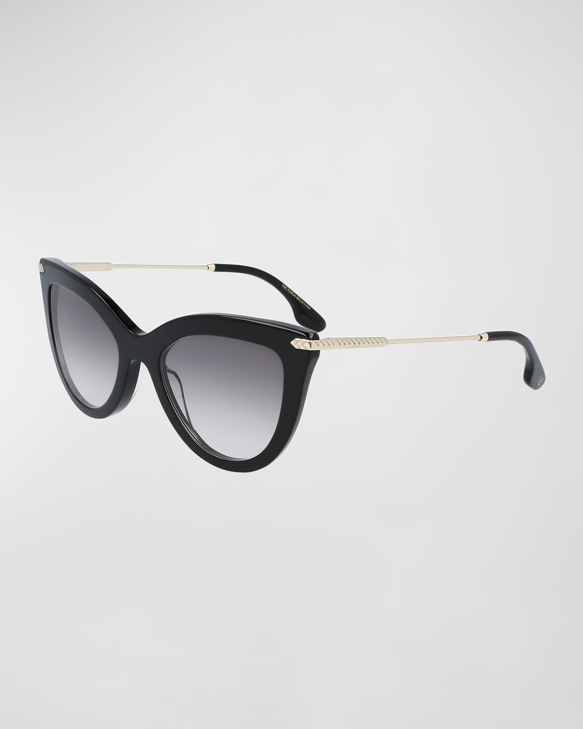 Shop Victoria Beckham Acetate/metal Cat-eye Sunglasses W/ Chevron-trim In Black