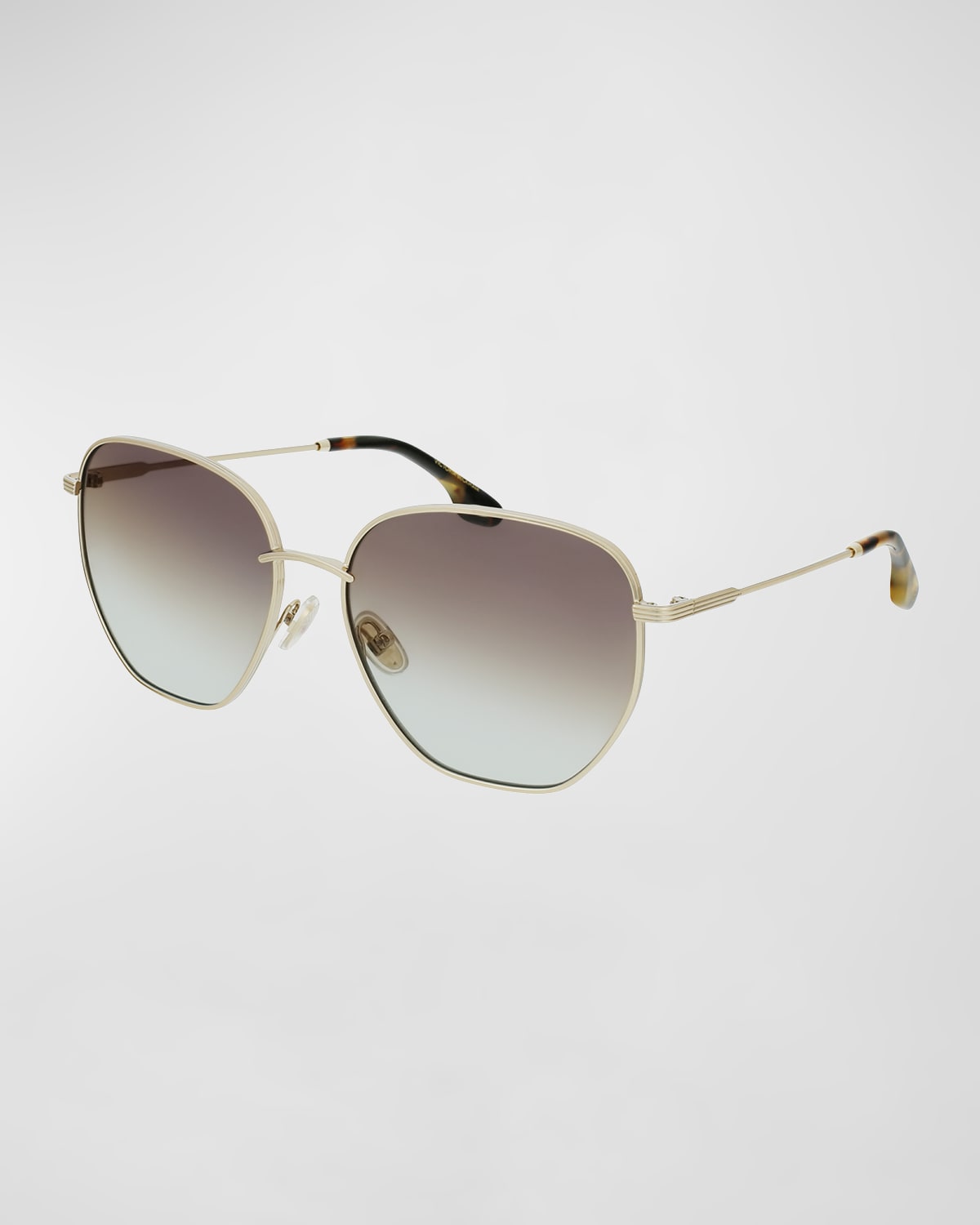 Victoria Beckham Geometric Square Metal Sunglasses In Gold Grey Brown