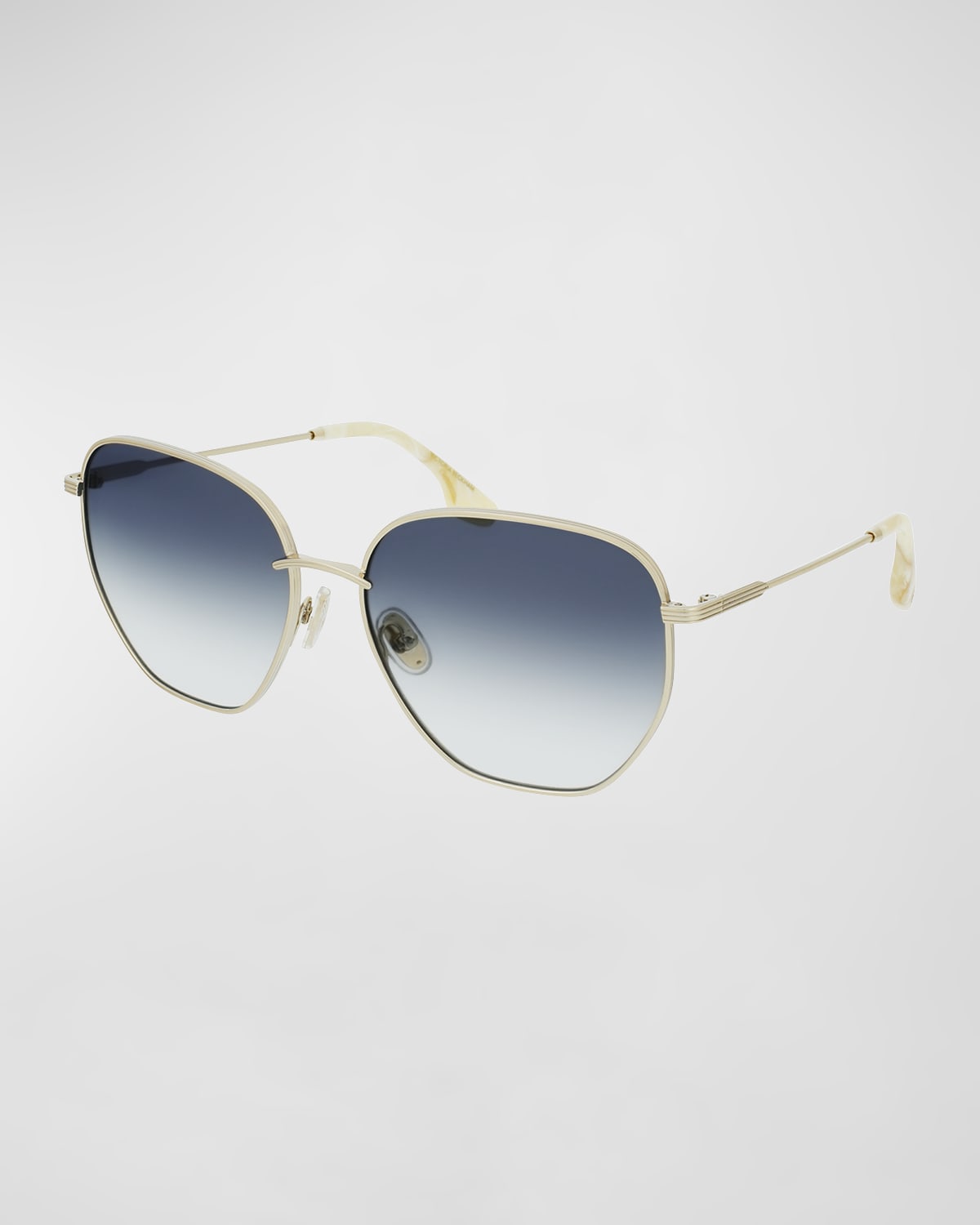 Shop Victoria Beckham Geometric Square Metal Sunglasses In Gold / Blue