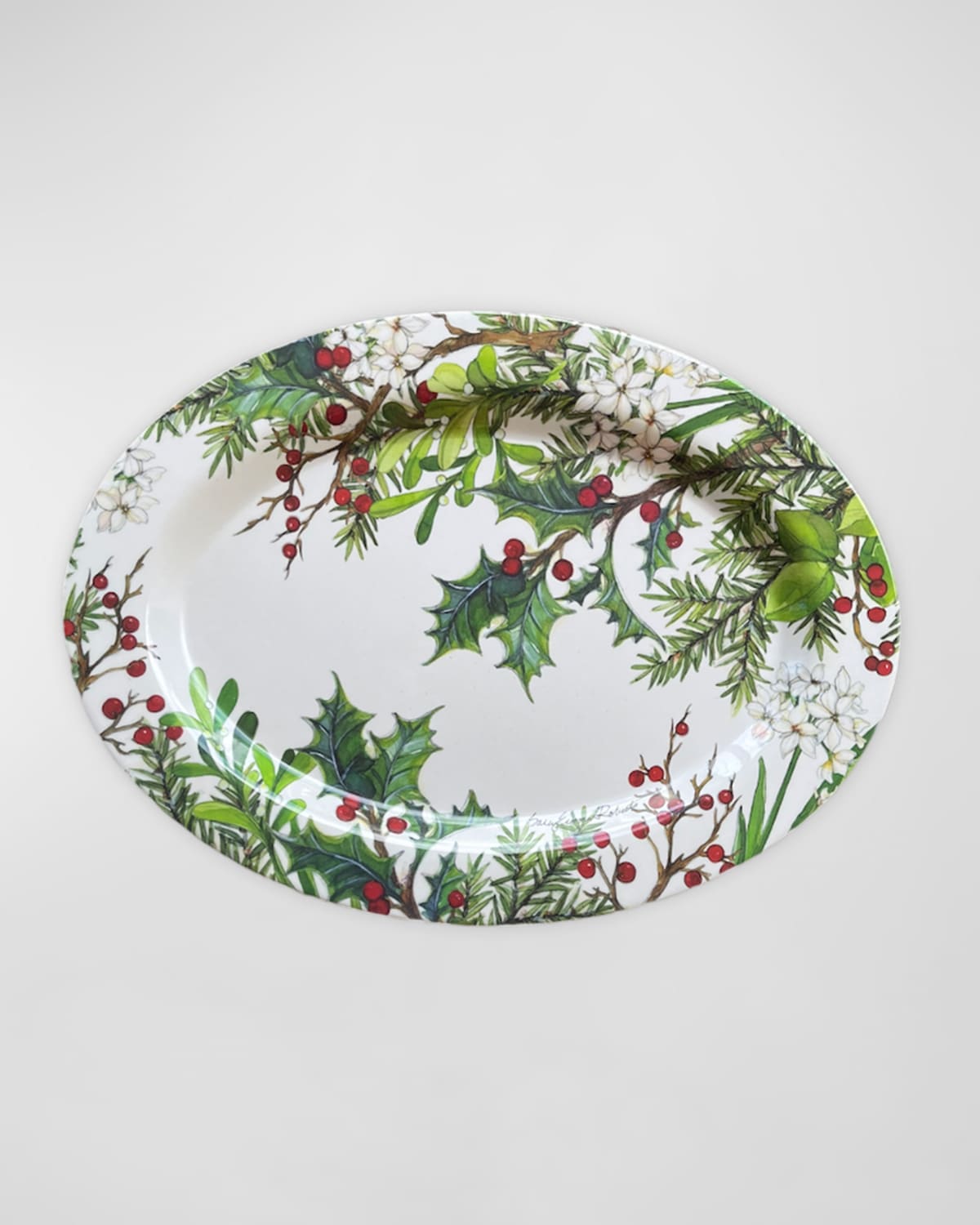 Shop Bamboo Table Balsam/berries Oval Platter In Red And Green