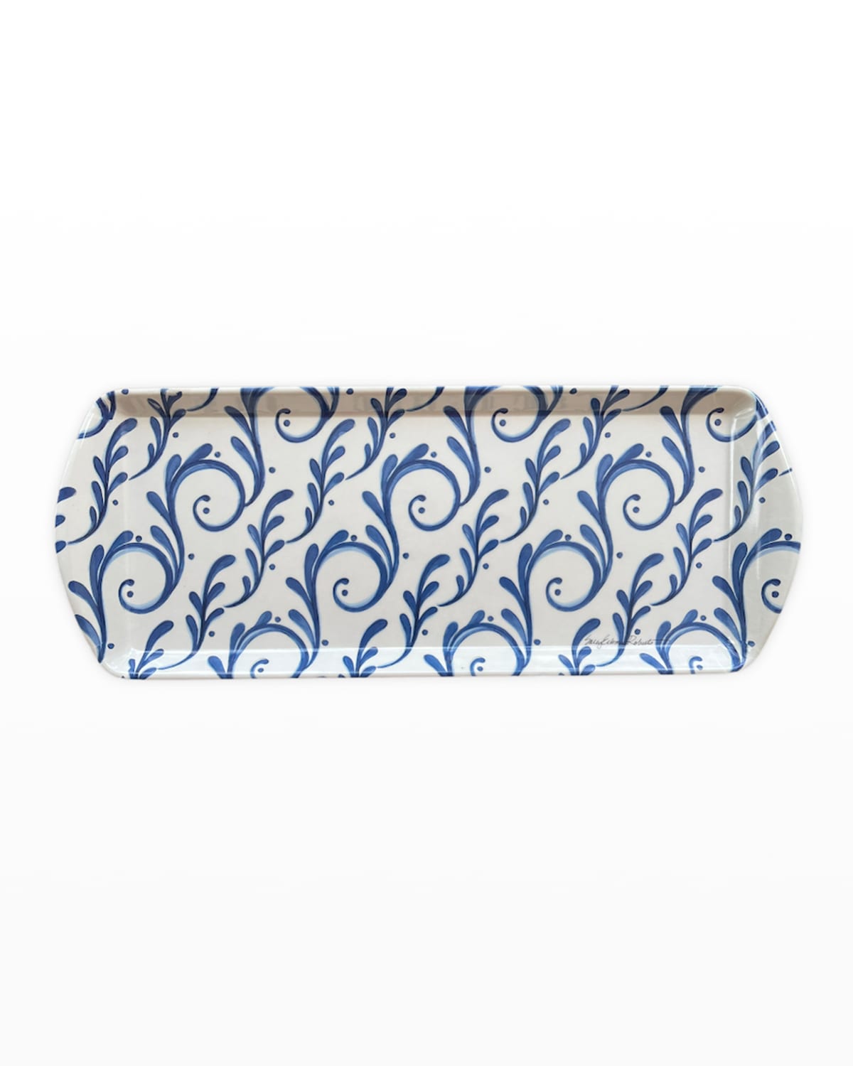 Shop Bamboo Table Indigo Song Loaf Tray In Blue And White