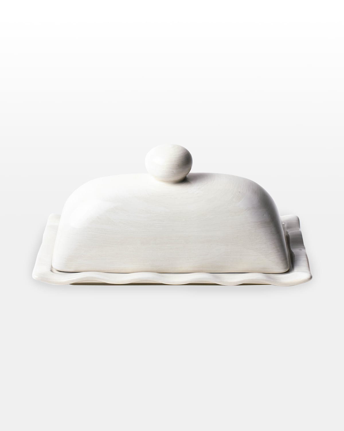 Shop Coton Colors Signature White Ruffle Domed Butter Dish