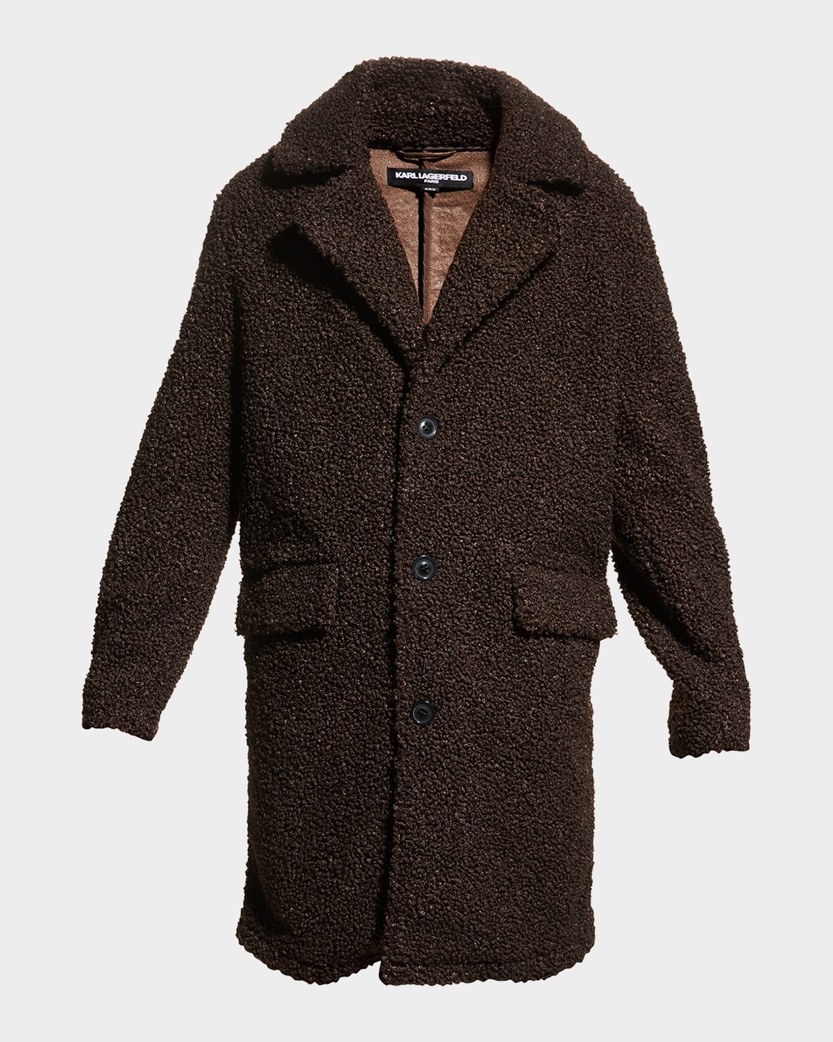 Shop Karl Lagerfeld Men's Faux-shearling Topcoat In Dk Chocolate