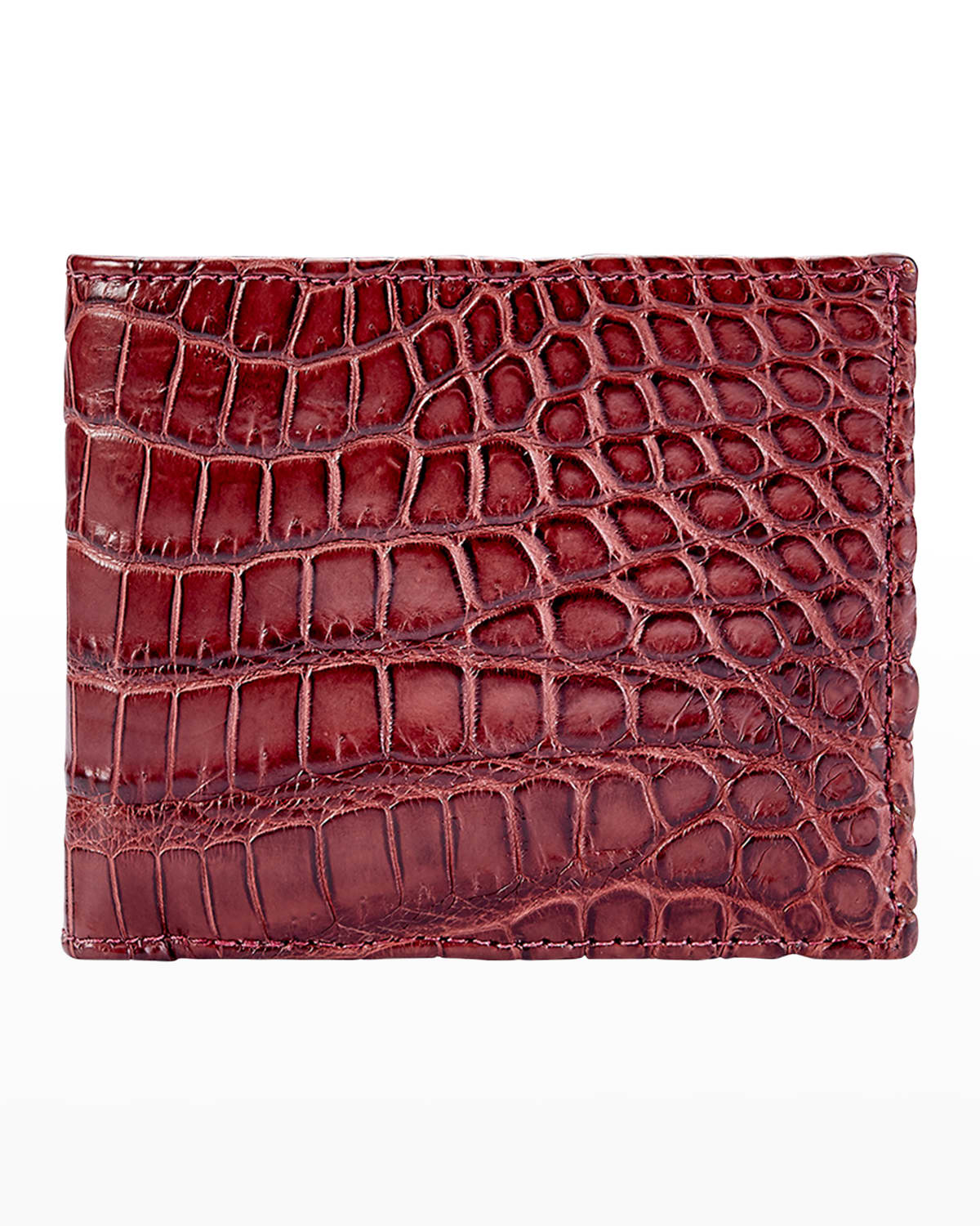 Neiman Marcus Men's Alligator Leather Wallet In Burgundy