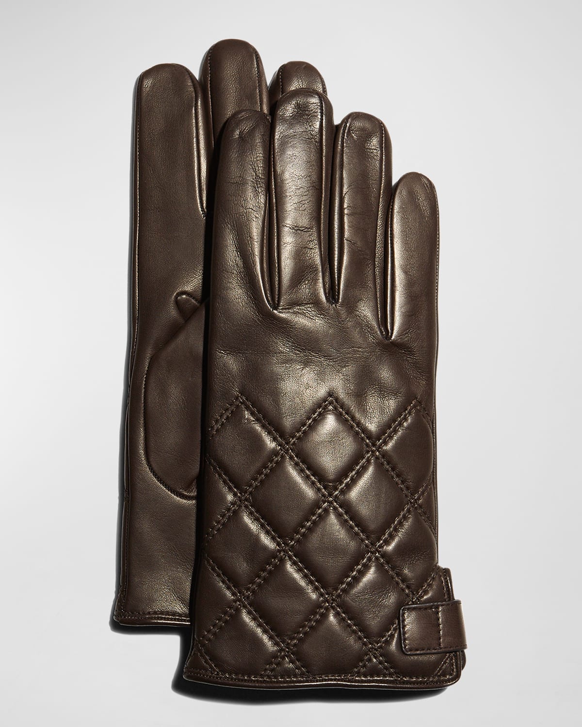 Guanti Giglio Fiorentino Men's Quilted Napa Snap Gloves With Cashmere Lining In Brown