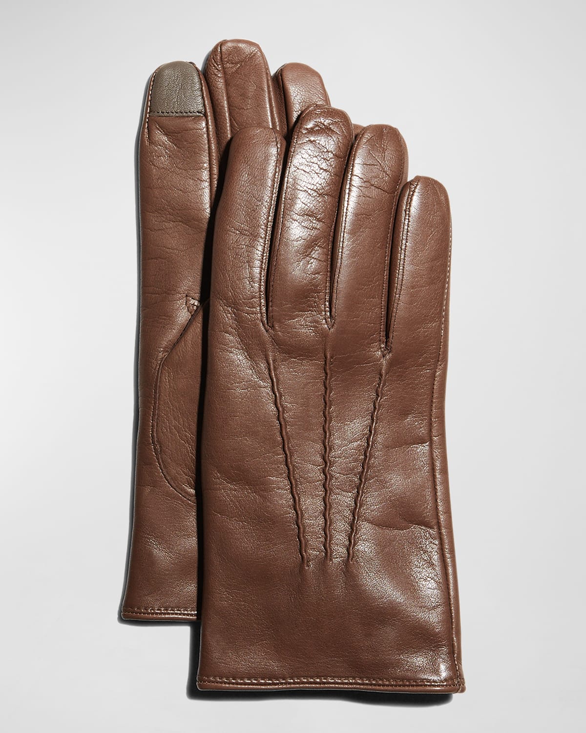 Guanti Giglio Fiorentino Men's Napa Snap Touchscreen Gloves In Brown