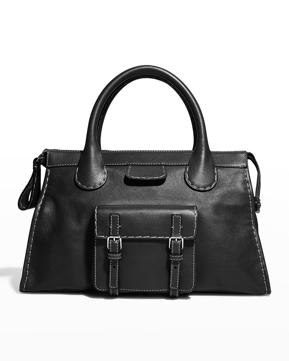 Chloé Edith Large Buffalo Leather Satchel Bag In Black