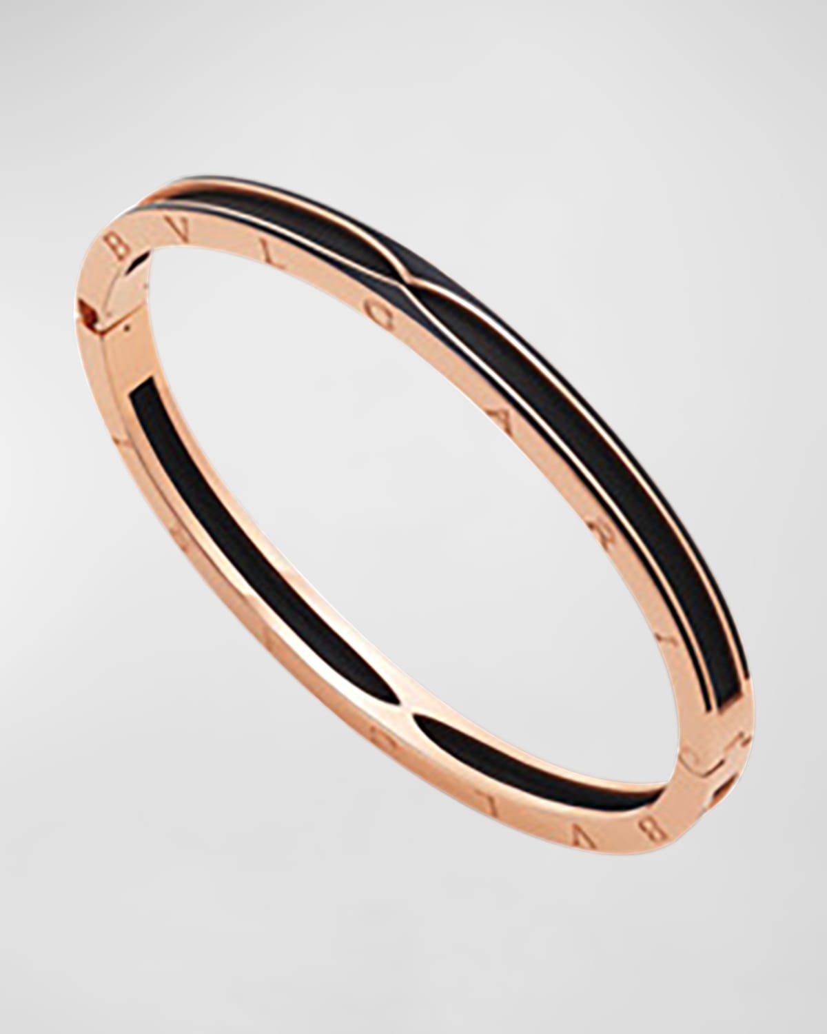 B.Zero1 Pink Gold Bracelet with Matte Black Ceramic Edge, Size L