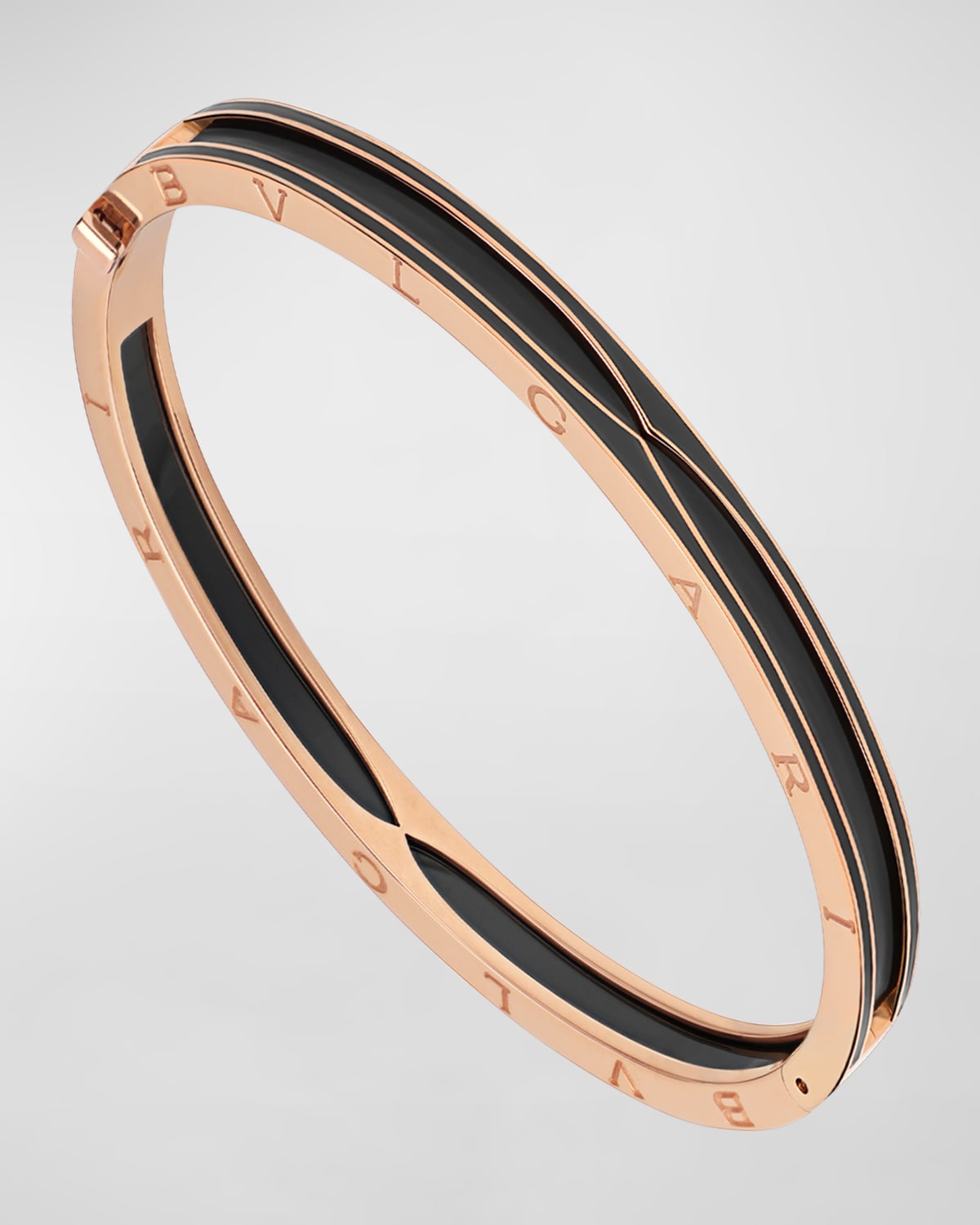 B.Zero1 Pink Gold Bracelet with Matte Black Ceramic Edge, Size M