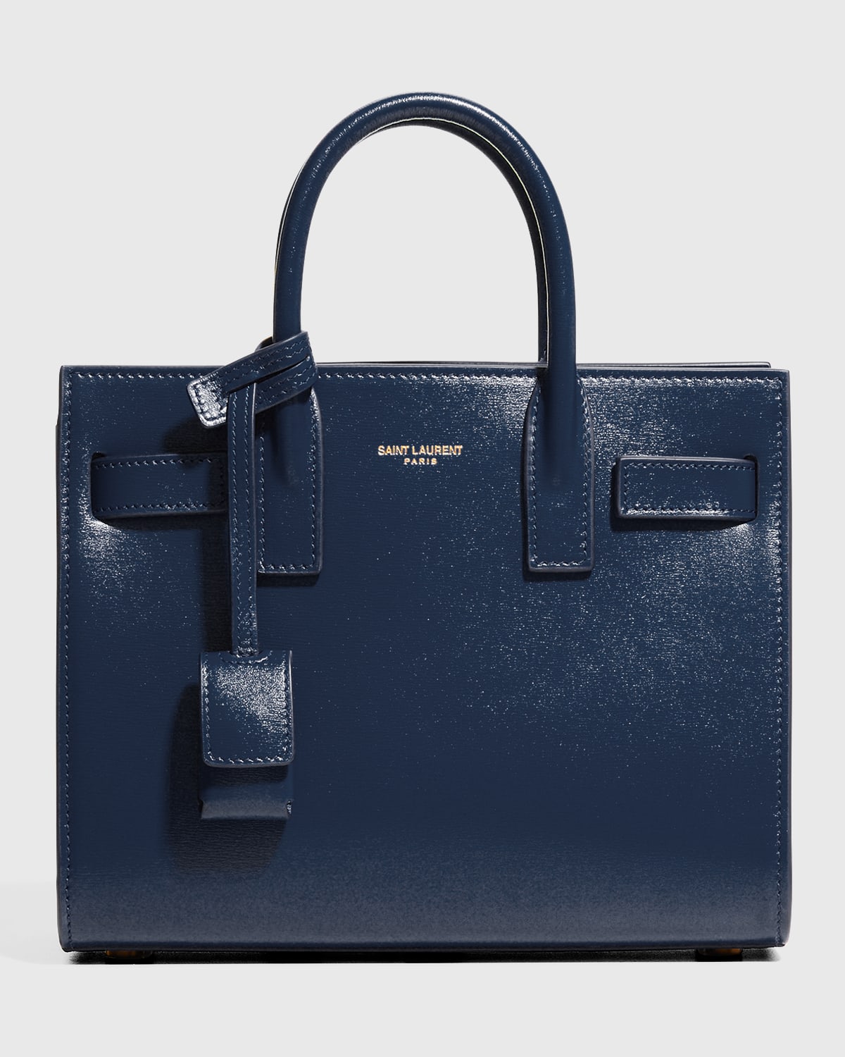 Saint Laurent Sac De Jour Nano Shiny Leather Satchel Bag In 4227 Blue Char