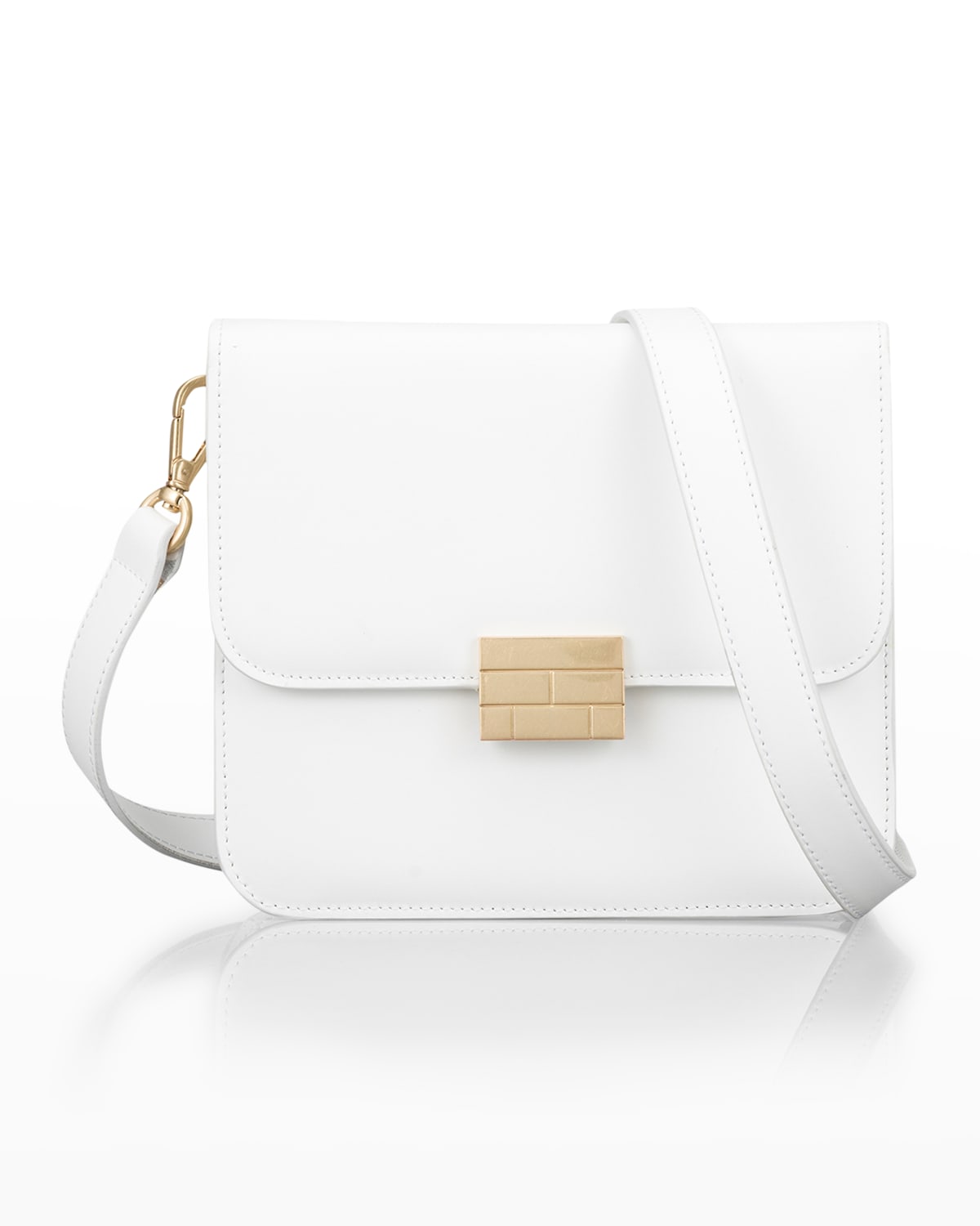 Frame Le Signature Mini Smooth Leather Crossbody Bag In Blanc