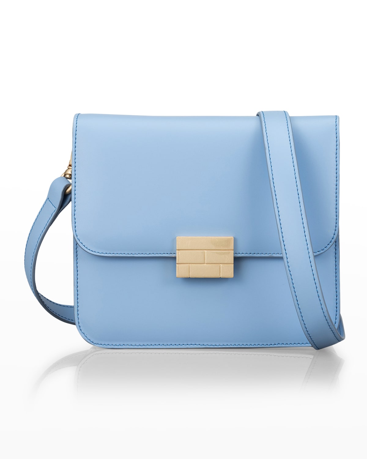 Frame Le Signature Mini Smooth Leather Crossbody Bag In Chambray Blue