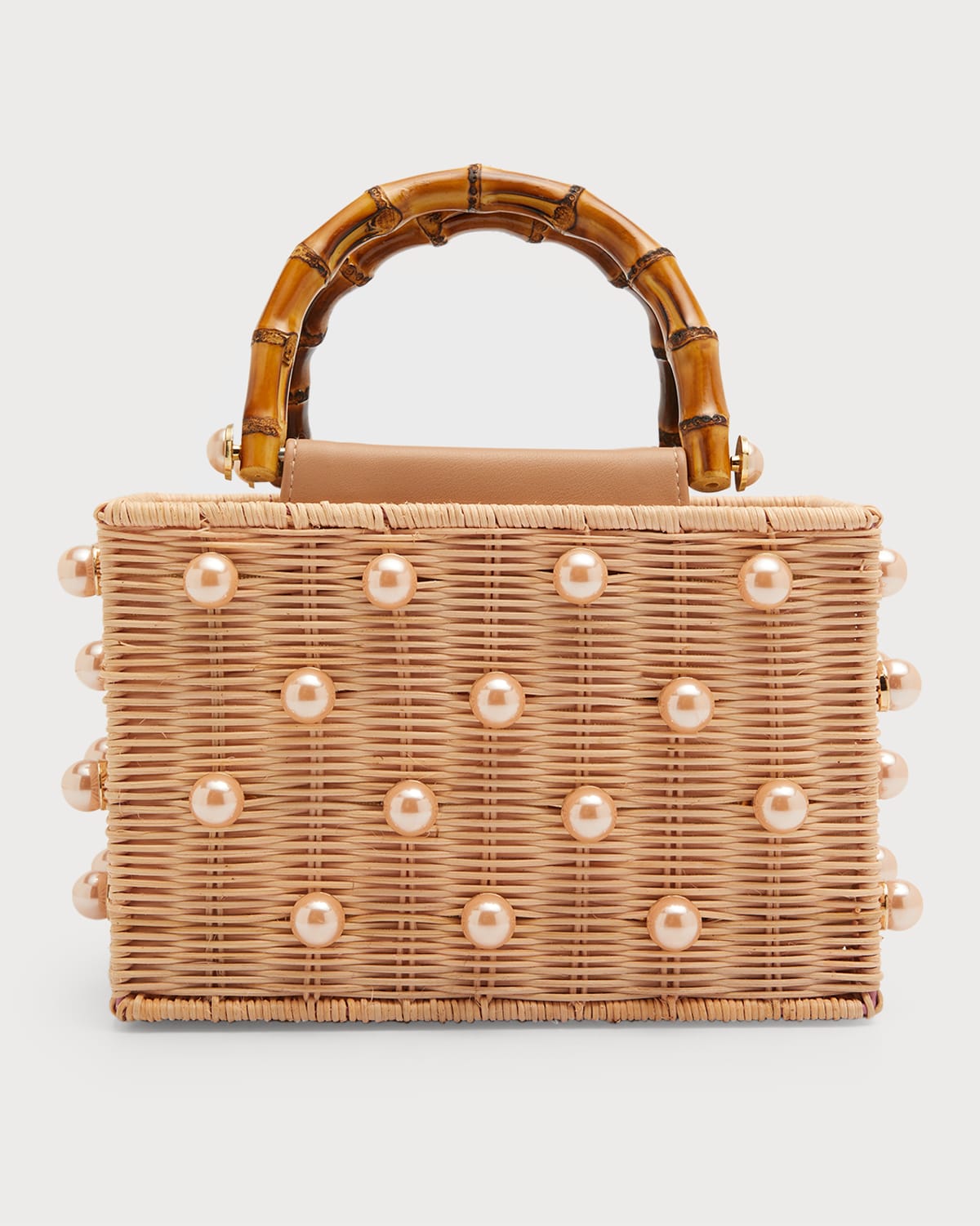 Btb Los Angeles Chloe Imitation Pearl Rattan Bag In Petal Pearl