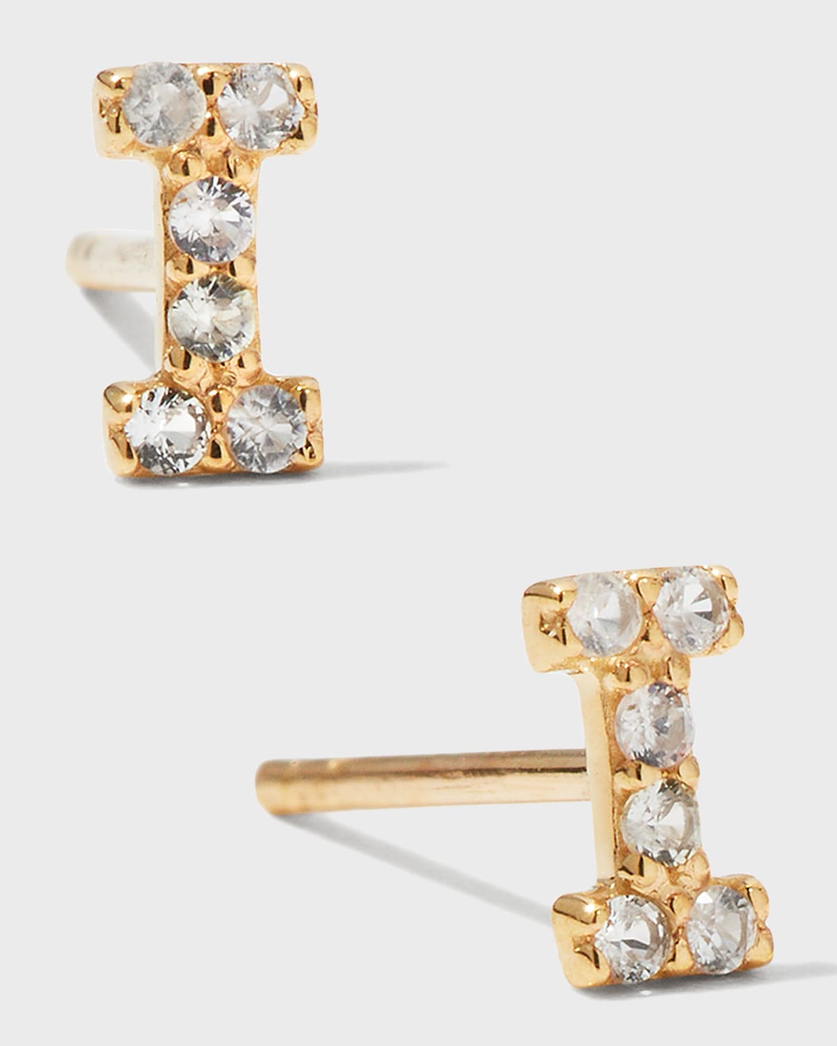 White Sapphire Initial Stud Earring, Single