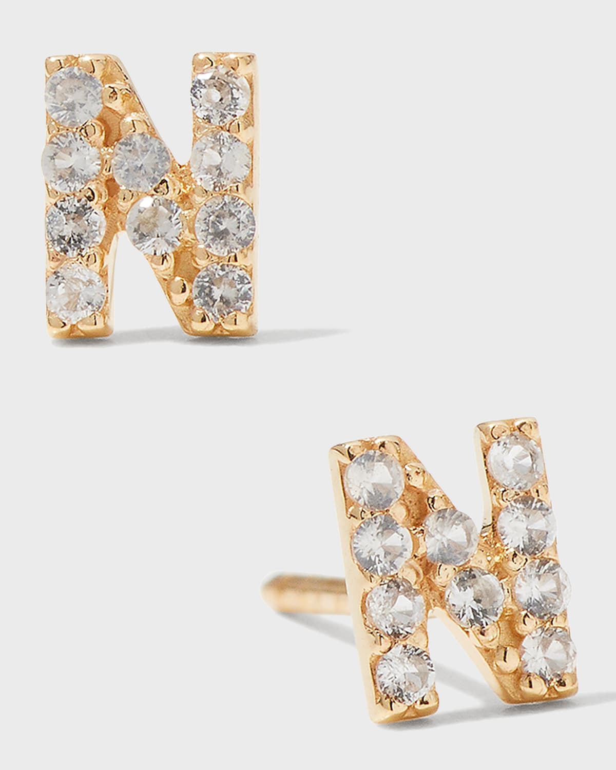 White Sapphire Initial Stud Earring, Single