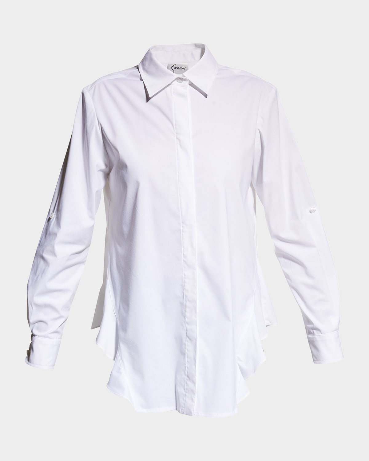 Agatha Side-Flounce Poplin Shirt