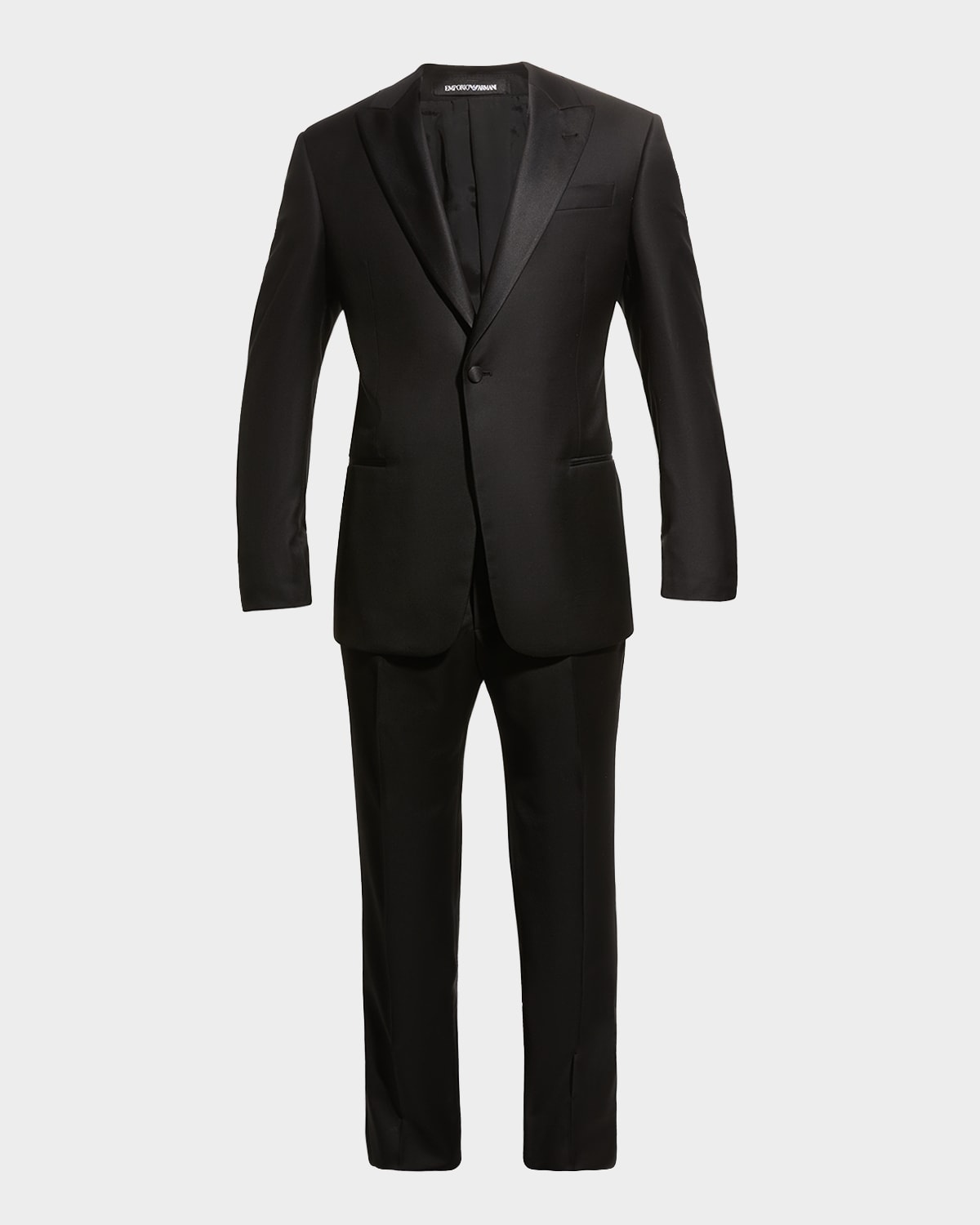 Shop Emporio Armani Men's Solid Peak-lapel Tuxedo In Solid Black