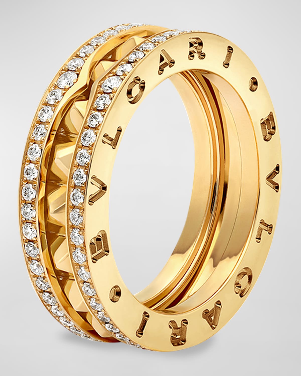 B.Zero1 Yellow Gold Diamond Edge Ring, Size 50