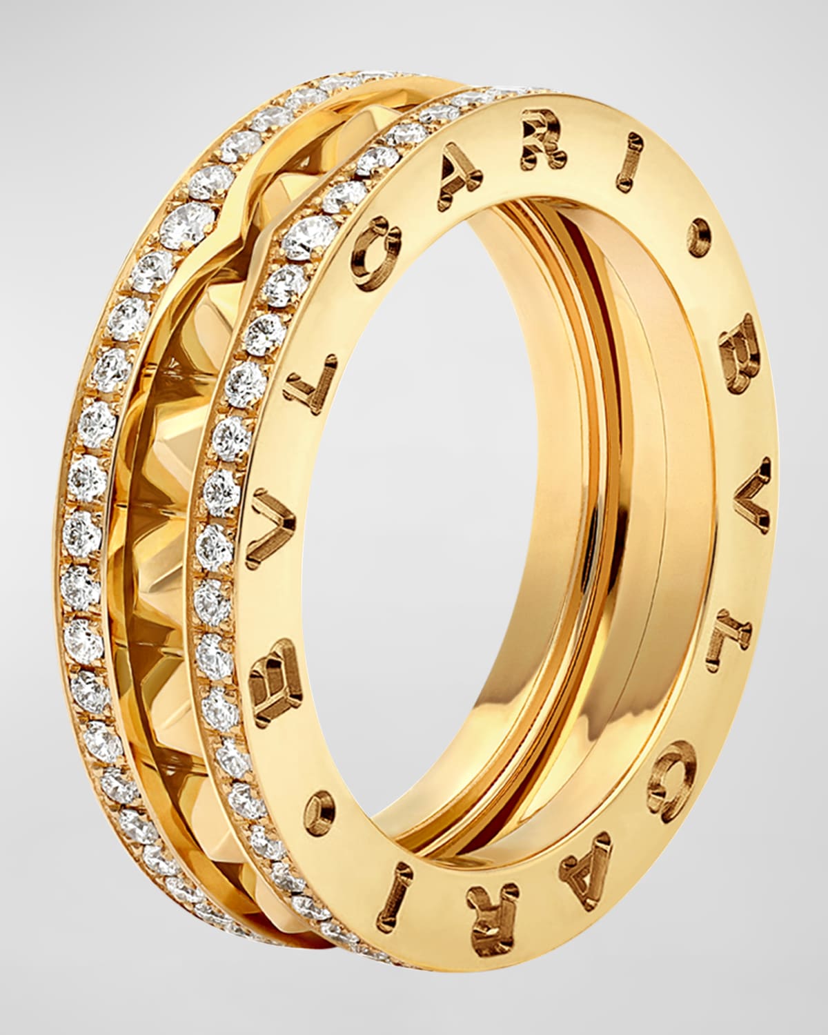 B.Zero1 Yellow Gold Diamond Edge Ring, Size 52