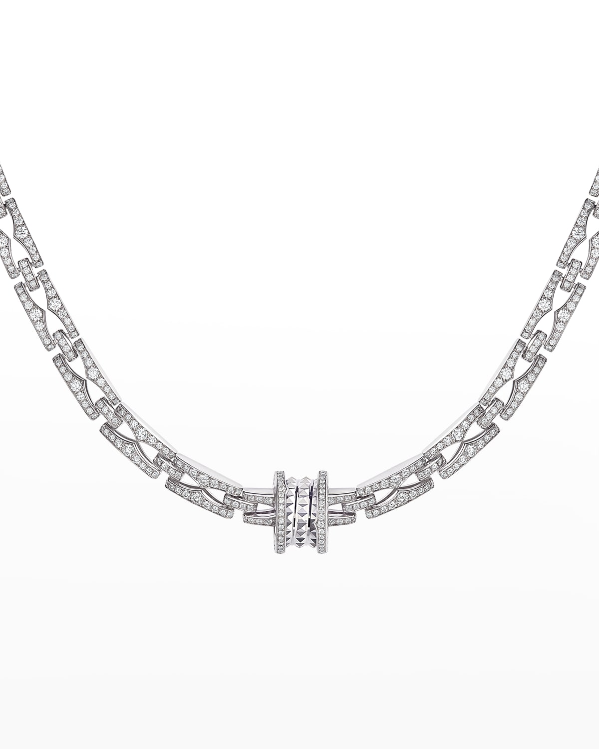 B. Zero1 Pavé Diamond Necklace in White Gold