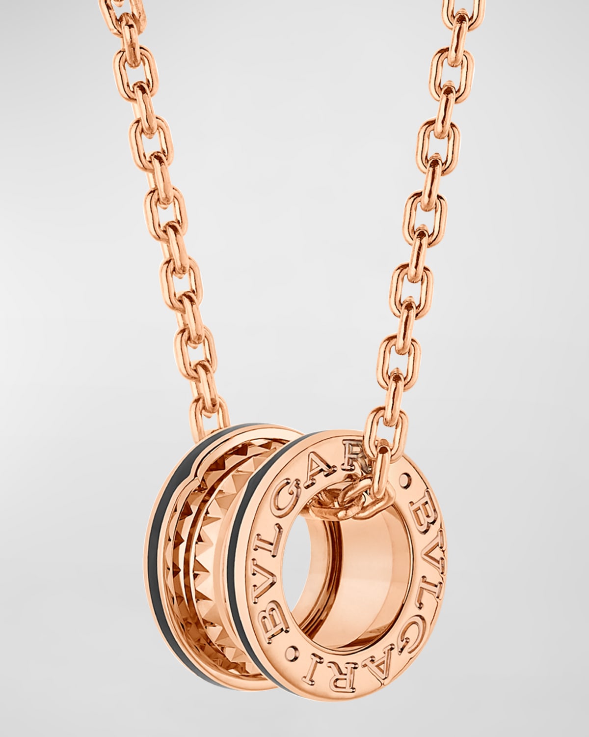 B.Zero1 Pendant Necklace in Pink Gold and Black Ceramic