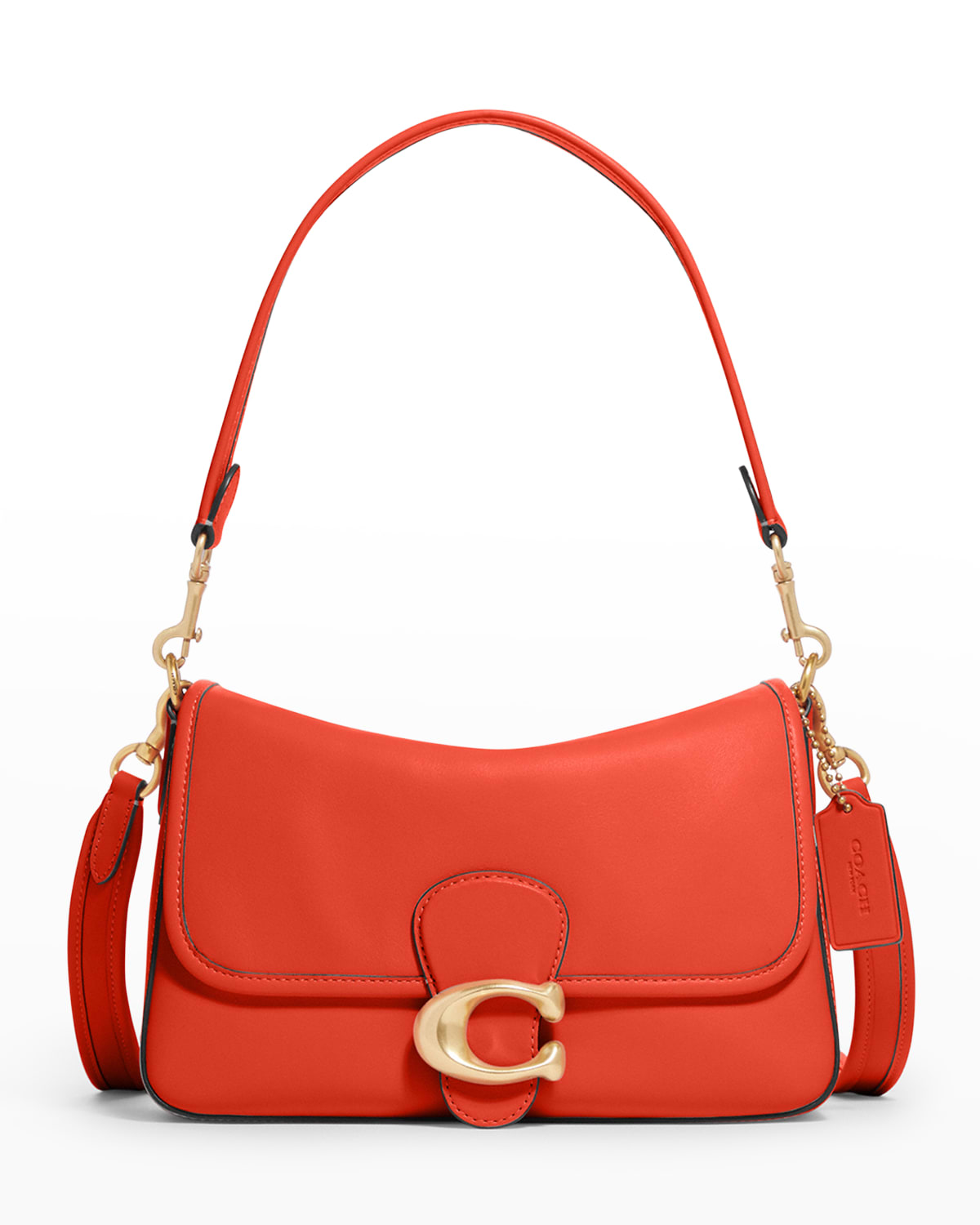 Coach Tabby Leather C Medallion Shoulder Bag In B4red Orange
