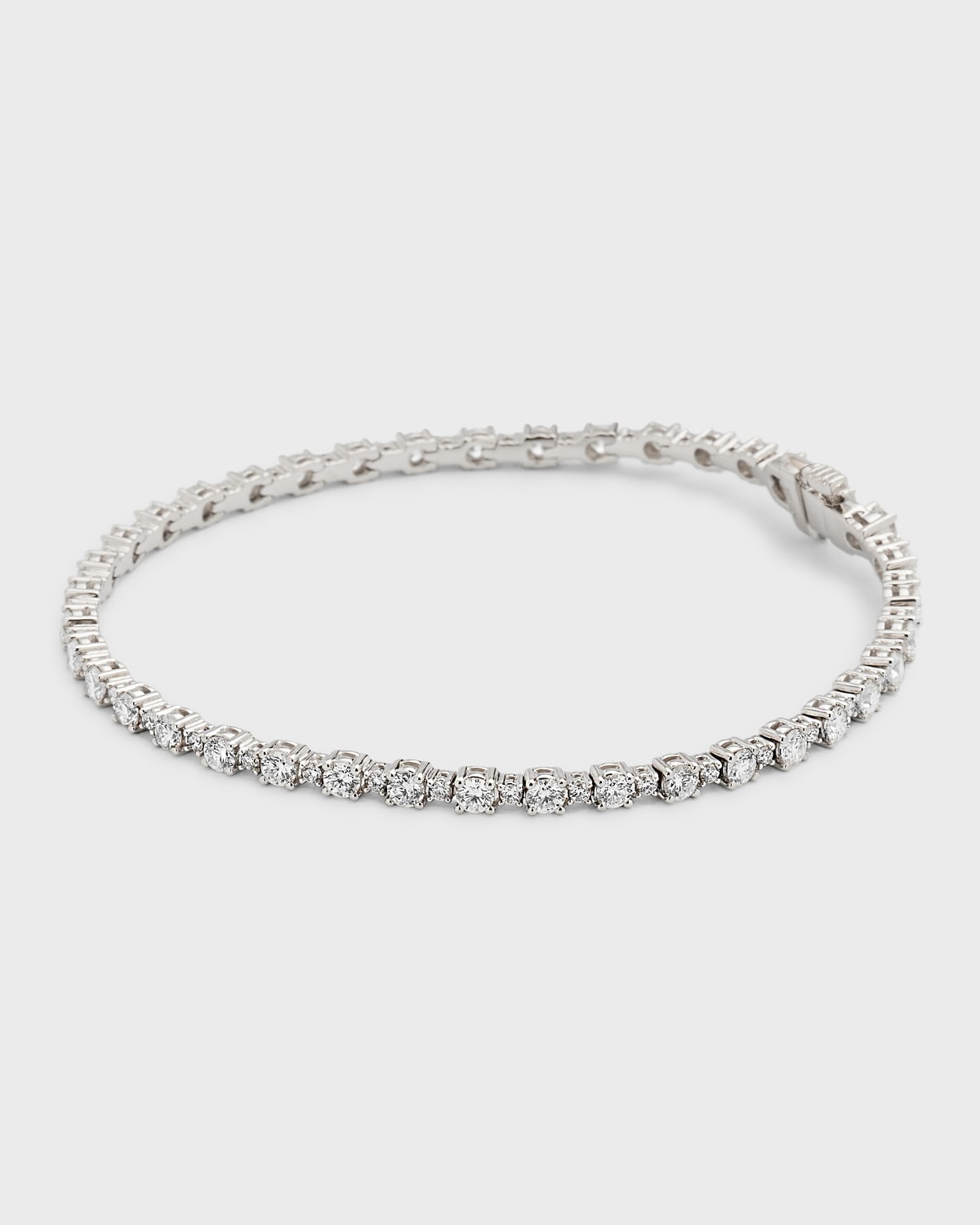 Neiman Marcus Diamonds 18K White Gold Round Diamond GH/SI Tennis Bracelet, 3.67tcw, 7"L