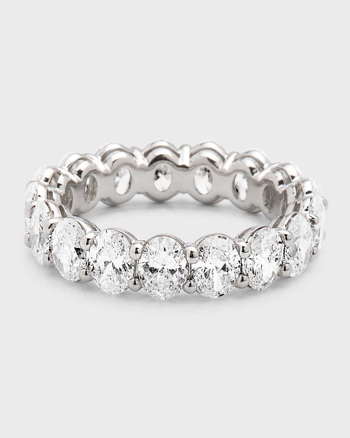 Platinum Emerald-Cut FG/VS Diamond Eternity Band, Size 6.75, 6.47tcw