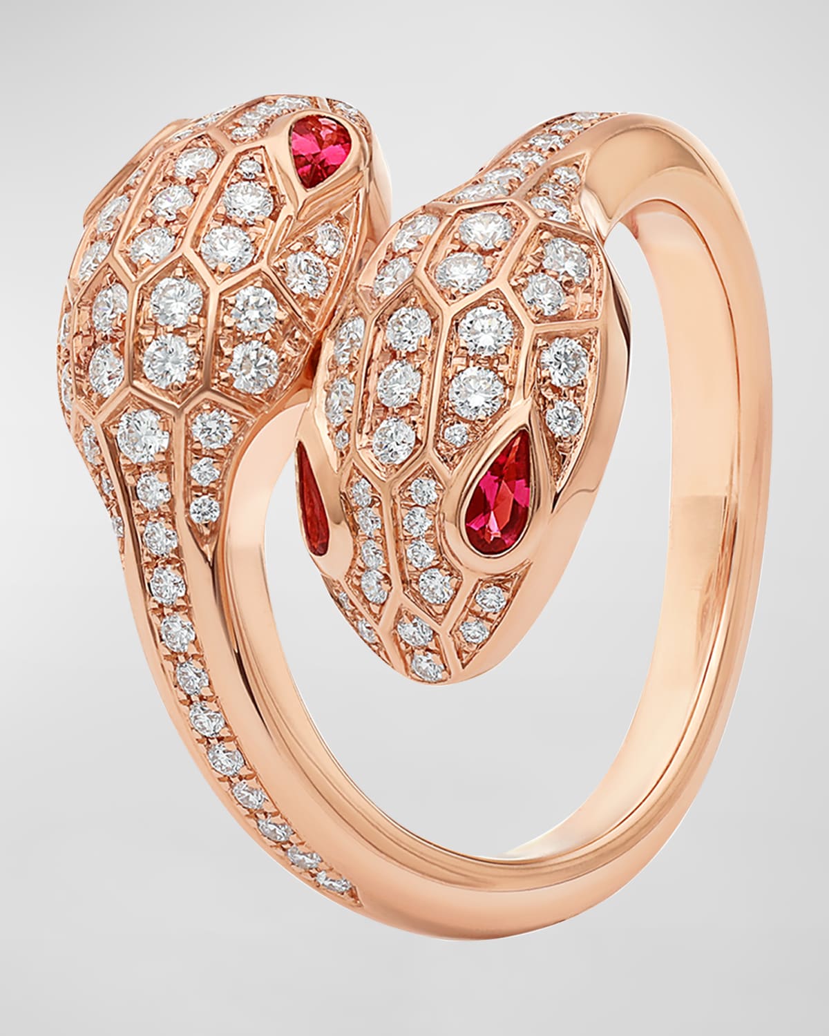 Serpenti Seduttori Ring with Rubellite and Diamonds, Size 50