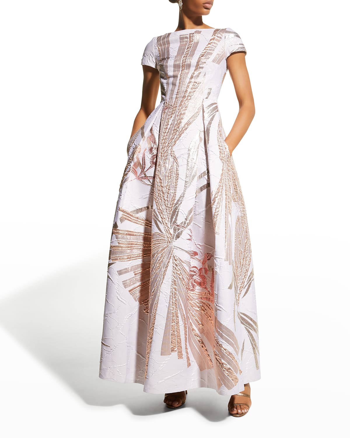 Bobette Metallic Pleated Gown