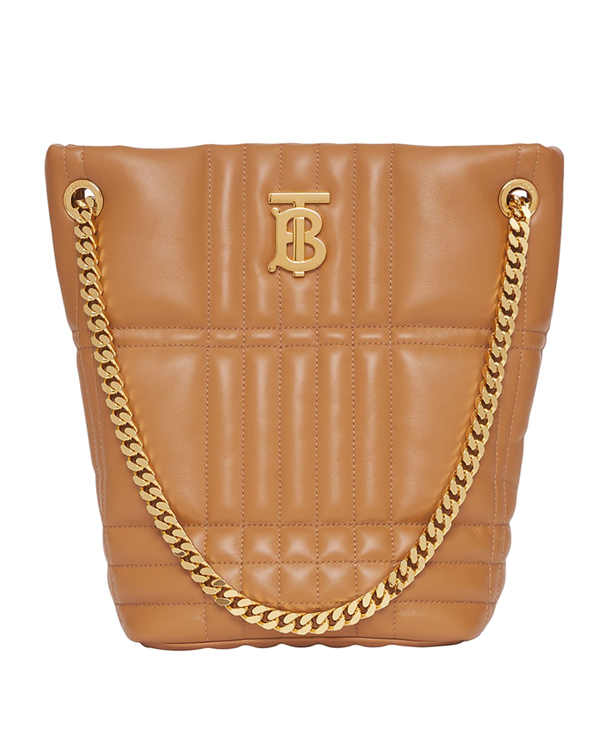 Burberry Lola TB Check Quilted Chain Bucket Bag