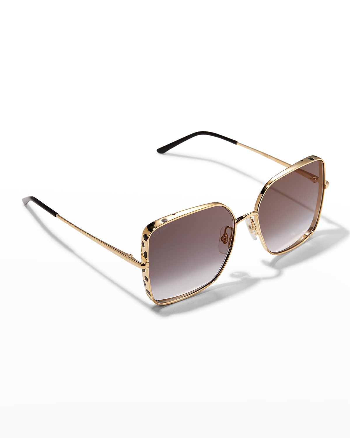 Cartier Oversized Rectangle Metal Sunglasses In Smooth Golden