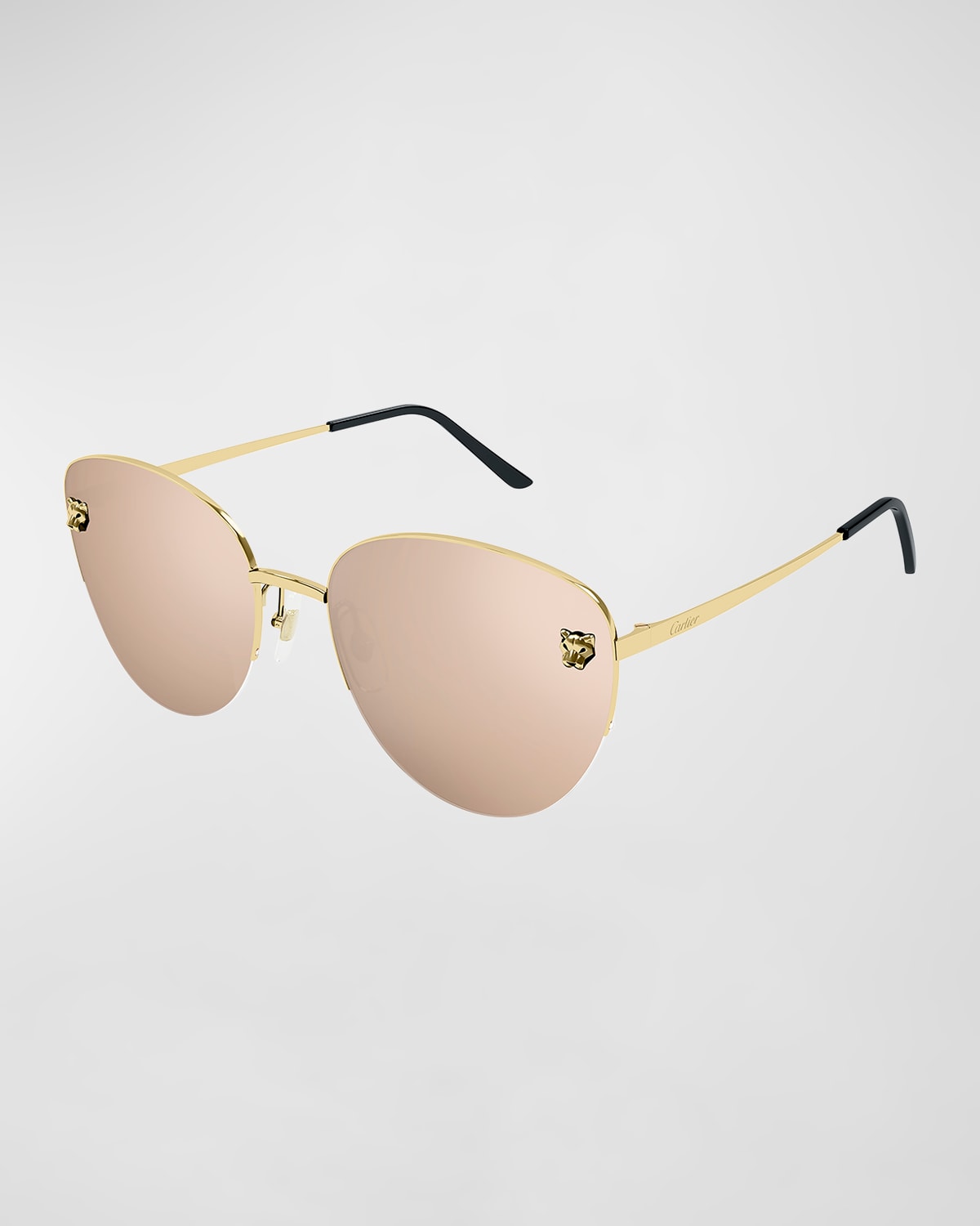 Panthere Semi-Rimless Metal Cat-Eye Sunglasses