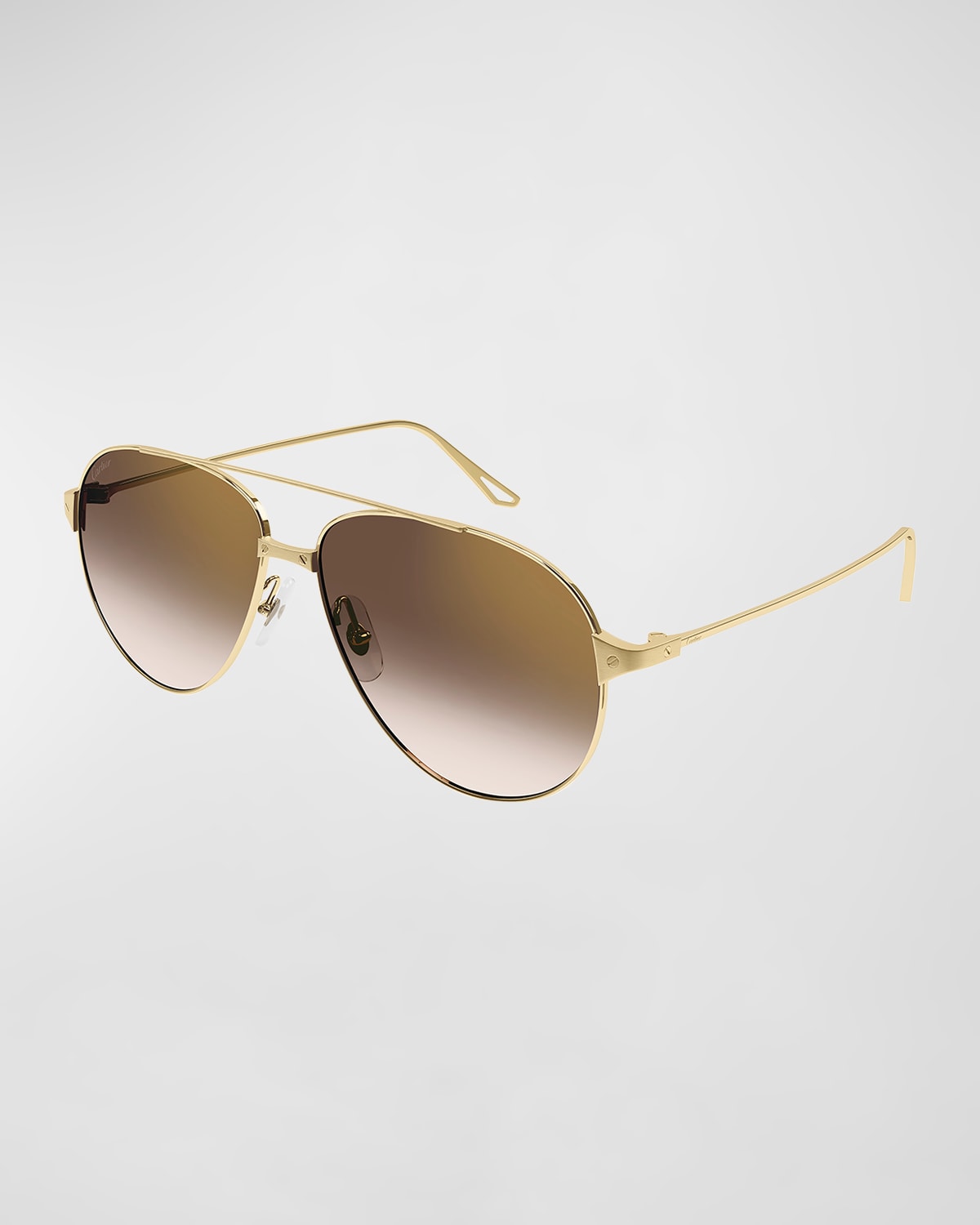 Cartier Santos Screw Metal Aviator Sunglasses In Golden