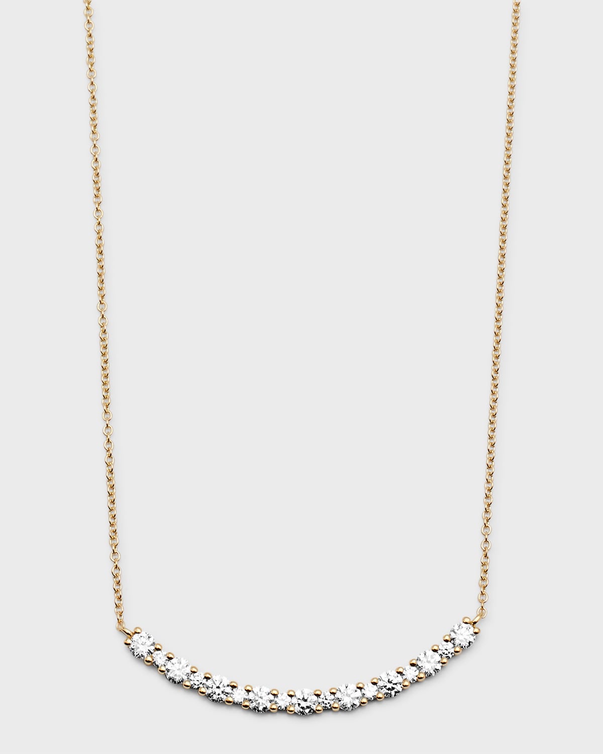 Neiman Marcus Diamonds 18k Yellow Gold Round Diamond Smiley Bar Necklace,18"L, 0.79tcw