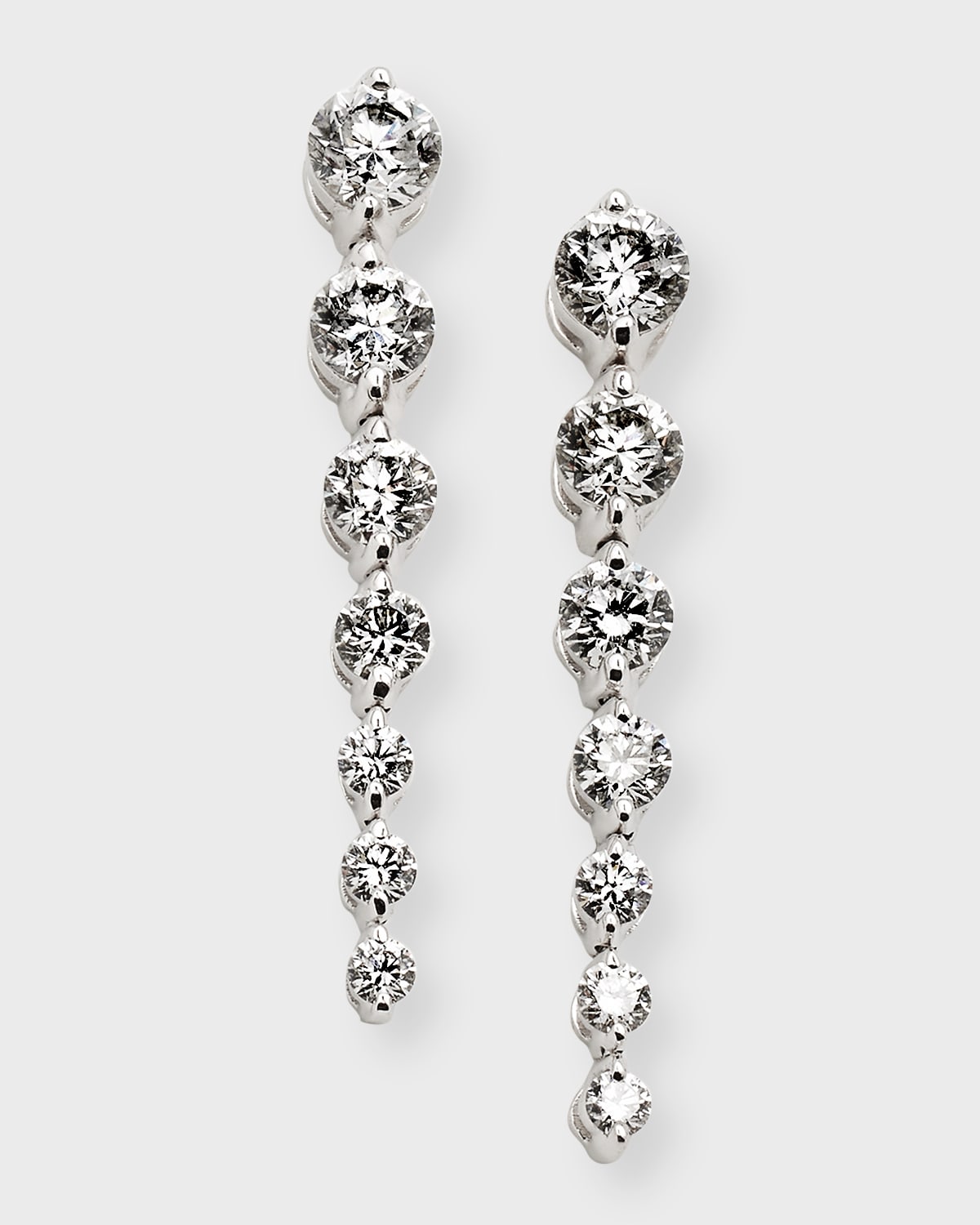 Neiman Marcus Diamonds 18k White Gold Graduated Diamond Drop Earrings, 2tcw