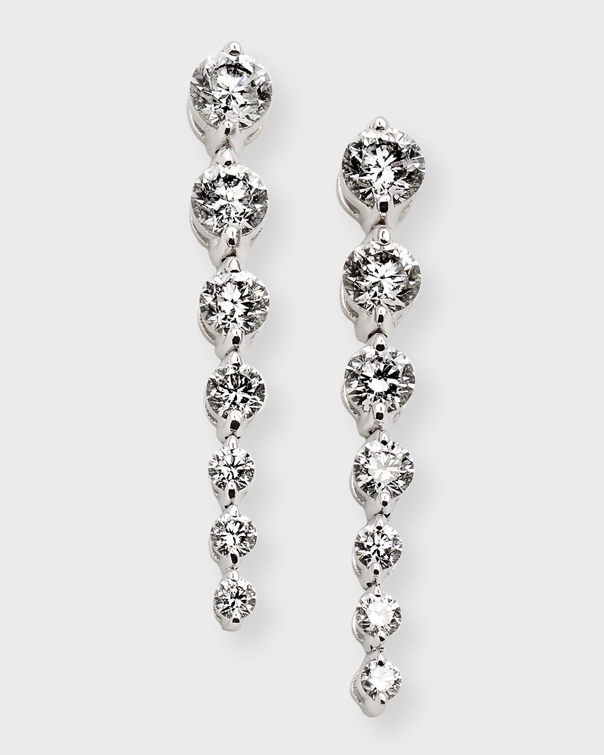 Neiman Marcus Diamonds 18K White Gold Graduated Diamond Drop Earrings, 2tcw, 1.25"L / 0.1"W