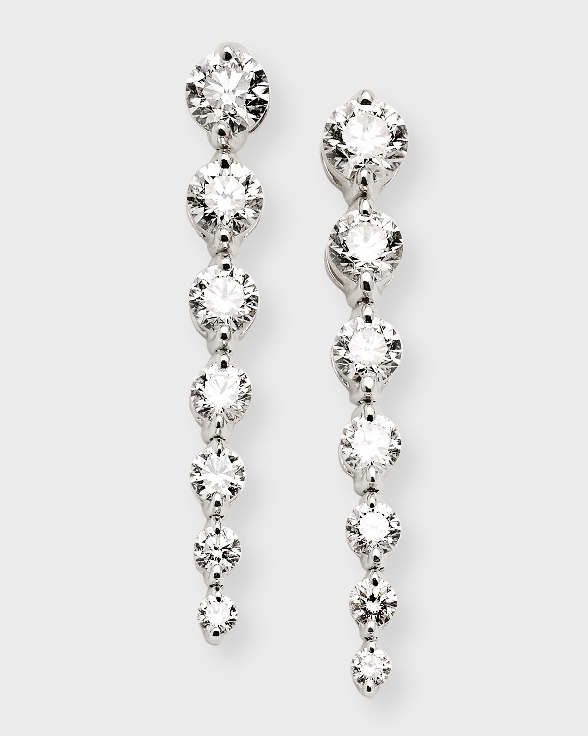 Neiman Marcus Diamonds 18k White Gold Graduated Diamond Drop Earrings, 4.5tcw