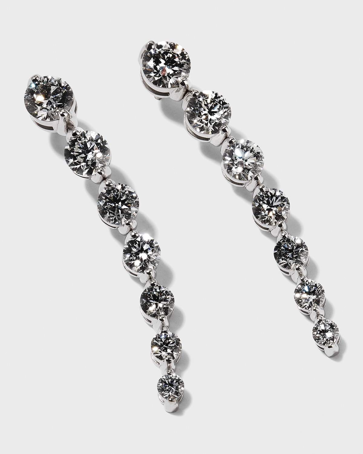NM Diamond Collection 18k White Gold Diamond Graduate Dangle Earrings, 8tcw