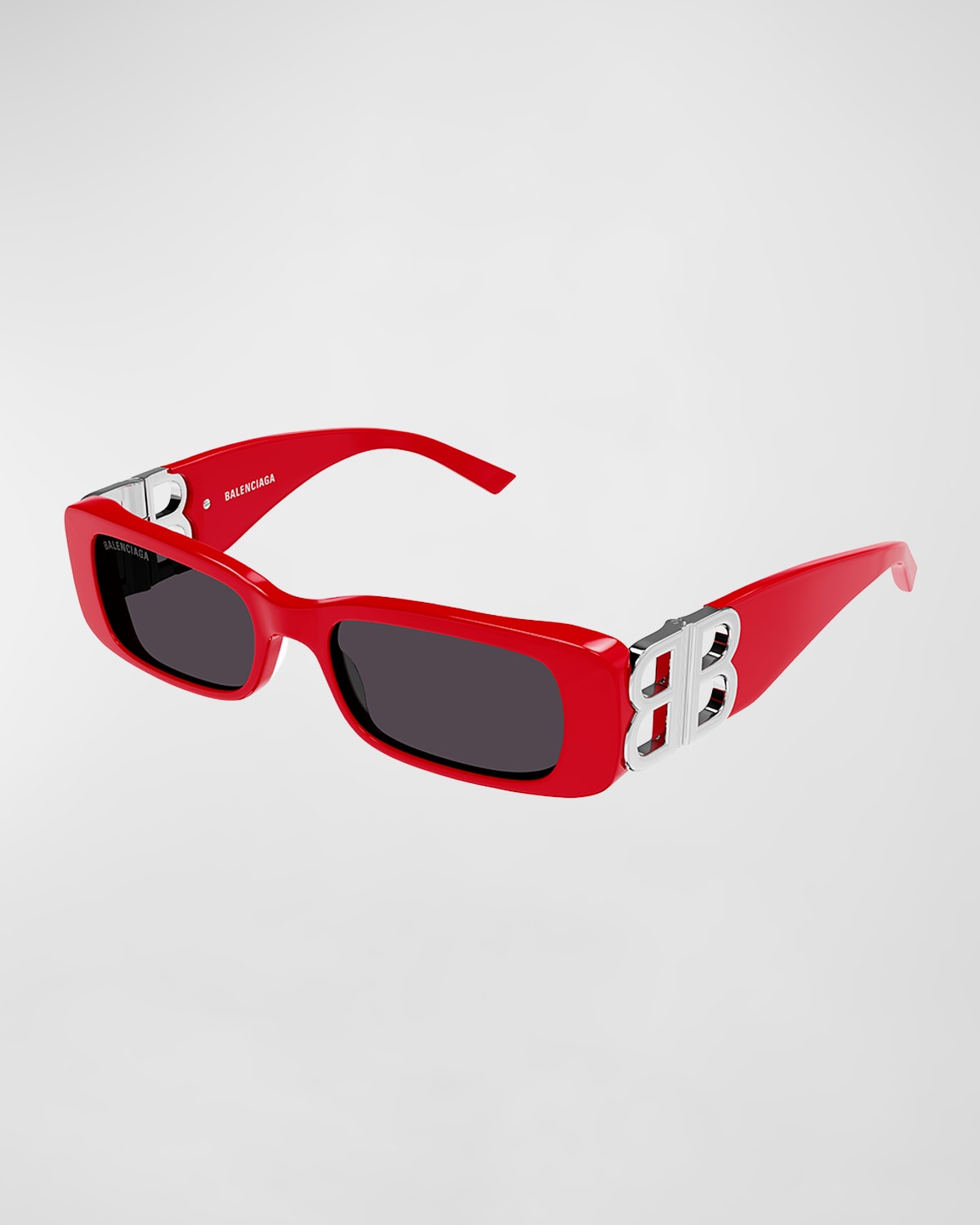 Balenciaga Dynasty Rectangle-frame Sunglasses In Shiny Solid Red