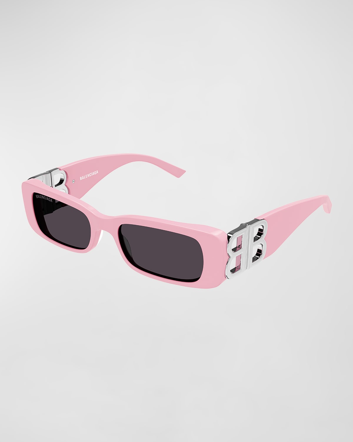 Balenciaga Dynasty Rectangle-frame Sunglasses In Shiny Solid Pink