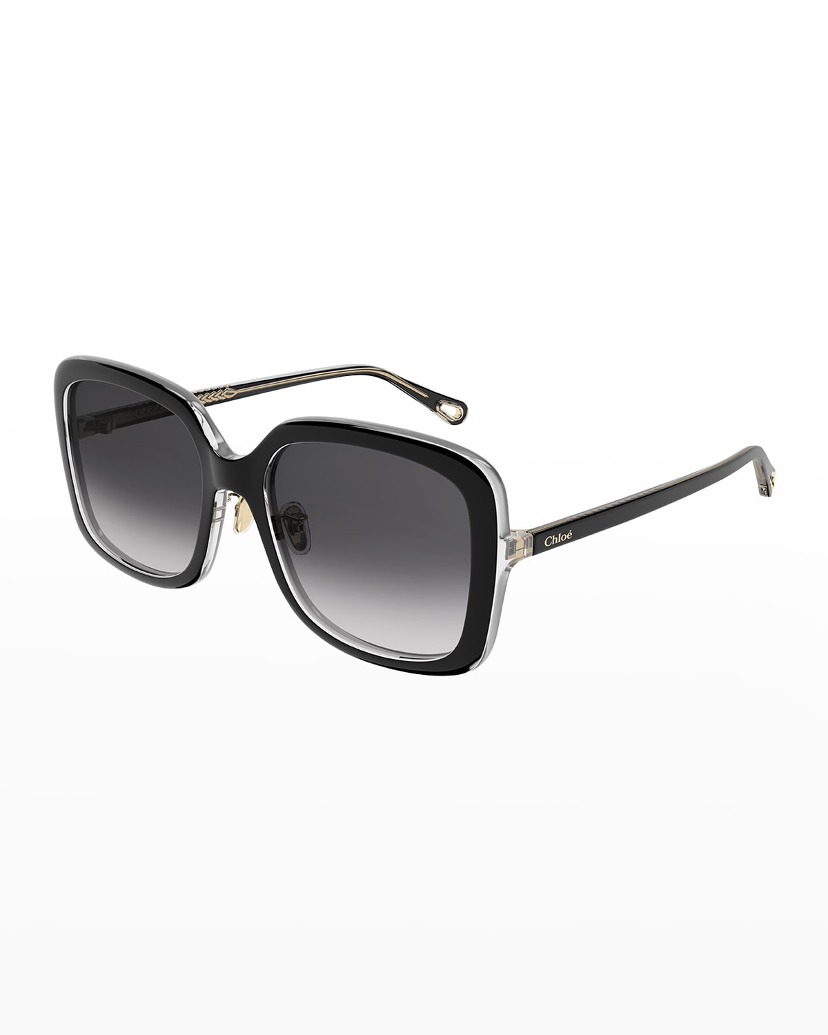 Chloé Gradient Rectangle Acetate Sunglasses In 001 Black