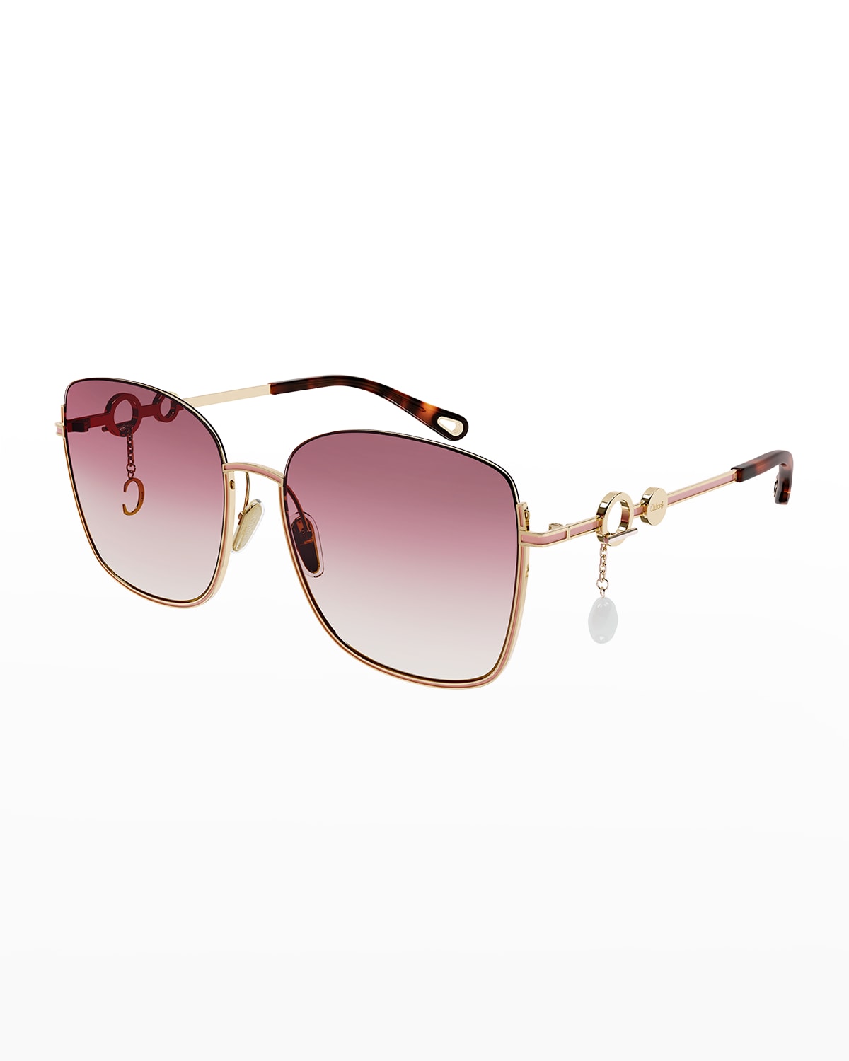 Chloé 59mm Square Sunglasses In Gold / Pink