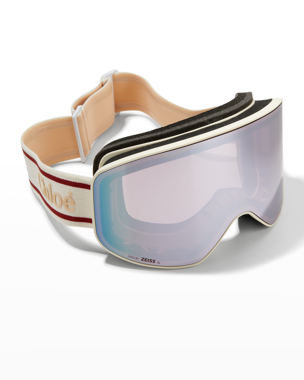 Shop Chloé Logo Injection Plastic Ski Goggles In Matte Solid Ivory