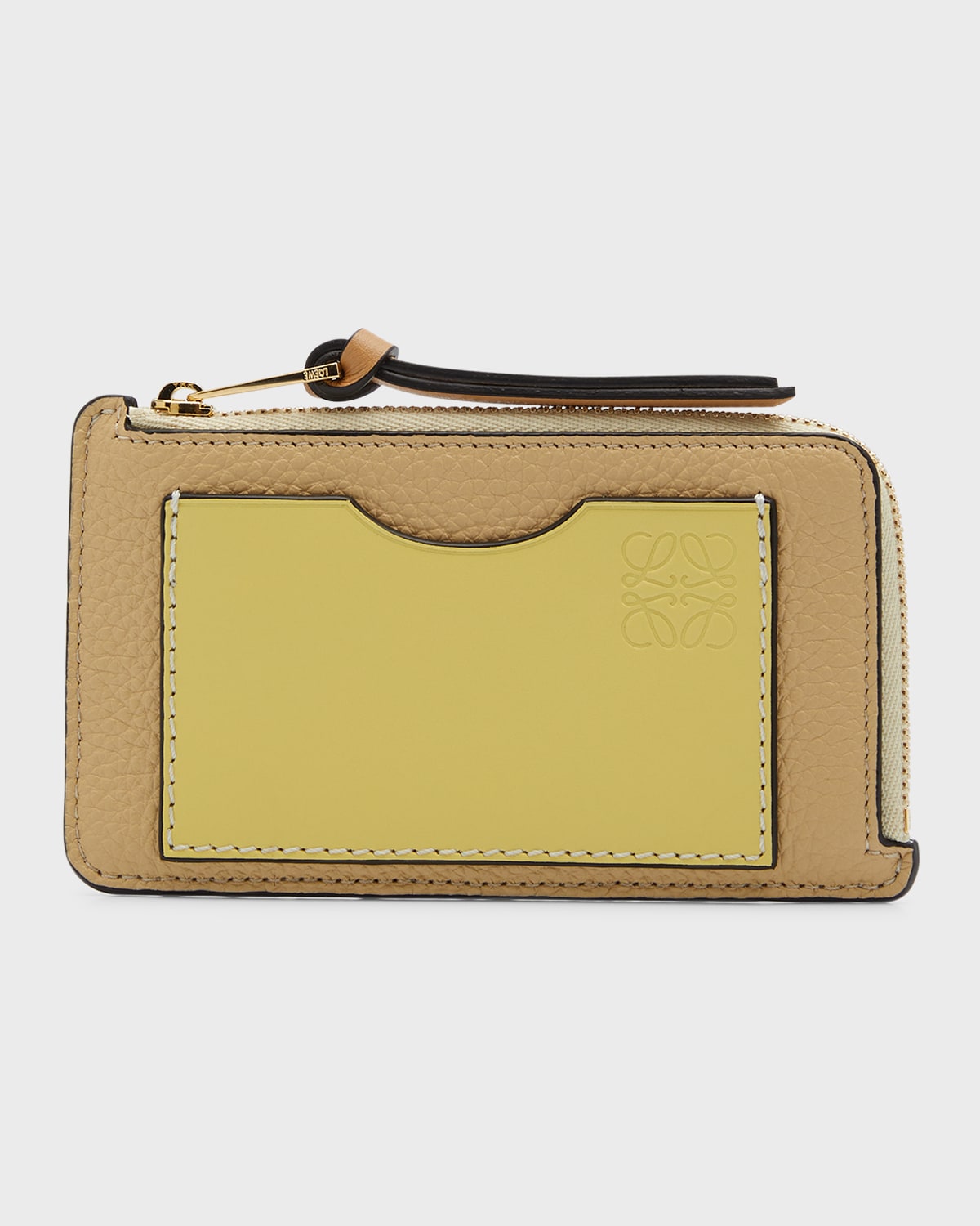 Loewe Anagram Bicolor Leather Card Holder In Butter