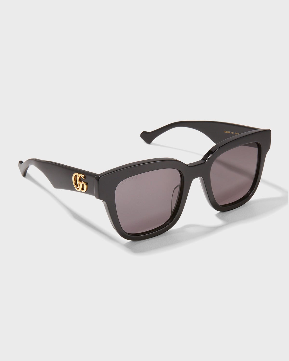 Shop Gucci Oversized Rectangle Acetate Sunglasses In Shiny Black