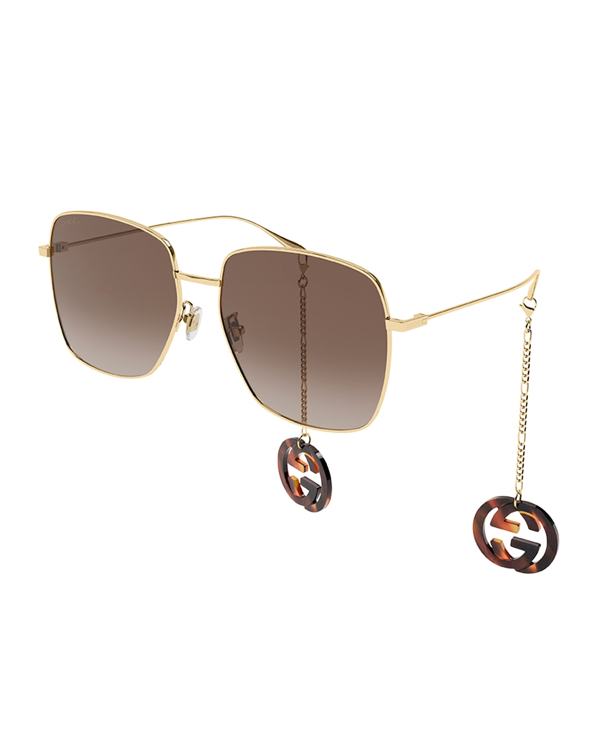 Square Metal Sunglasses w/ Interlocking G Drops
